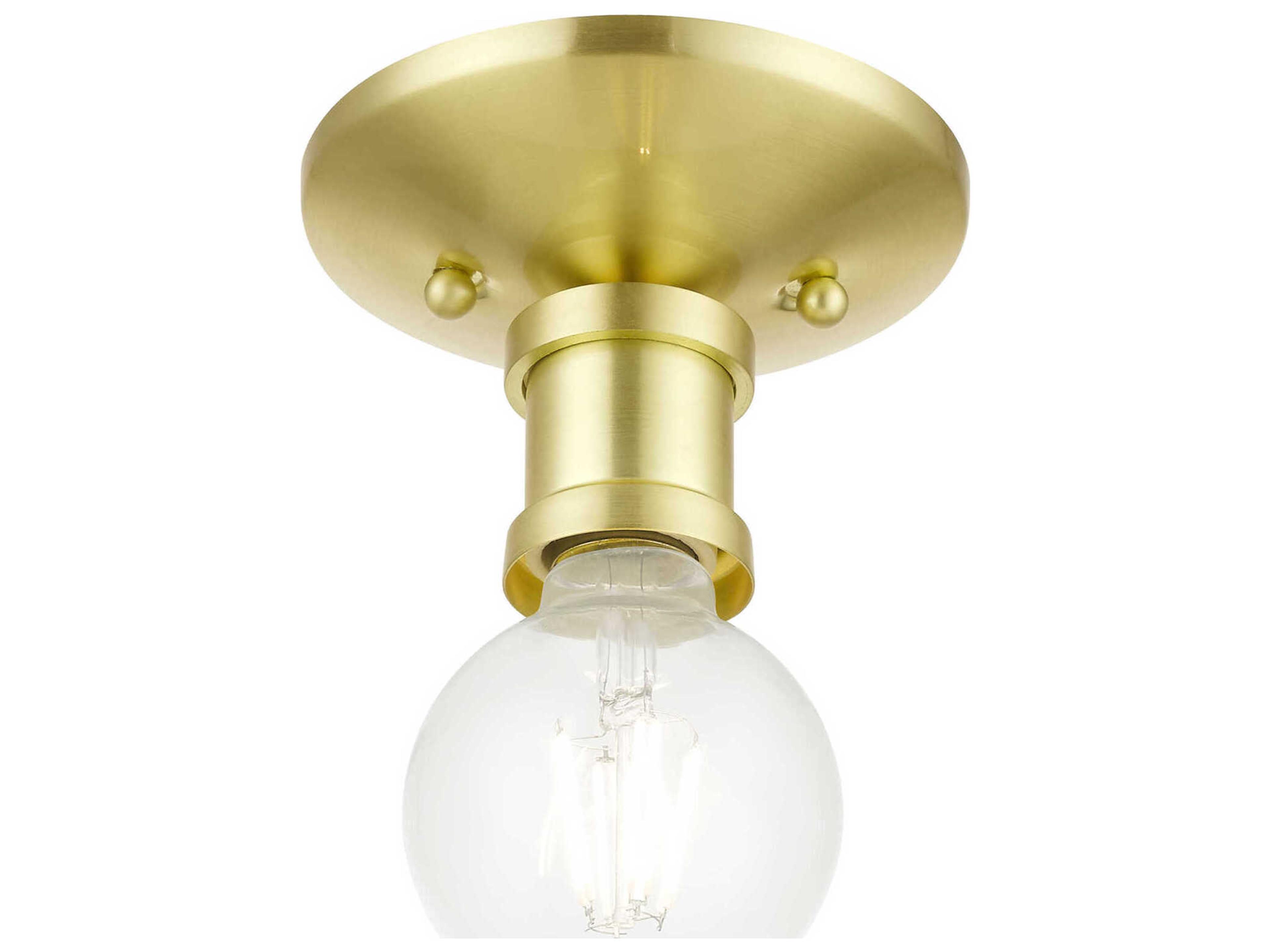 Livex Lighting Lansdale 1-Light Satin Brass Semi Flush Mount