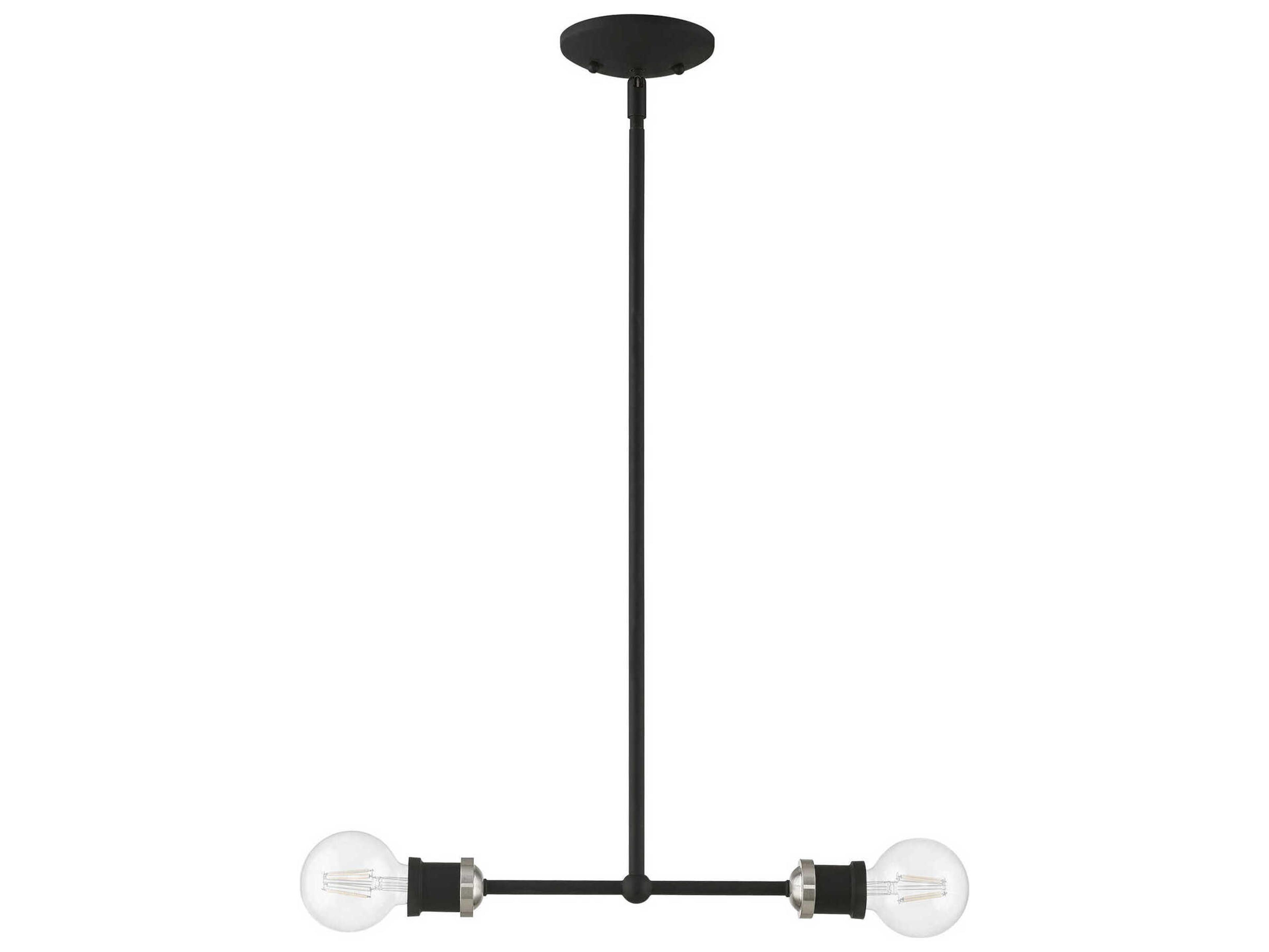 Livex Lighting Lansdale 2-Light Black Brushed Nickel Linear Island Pendant