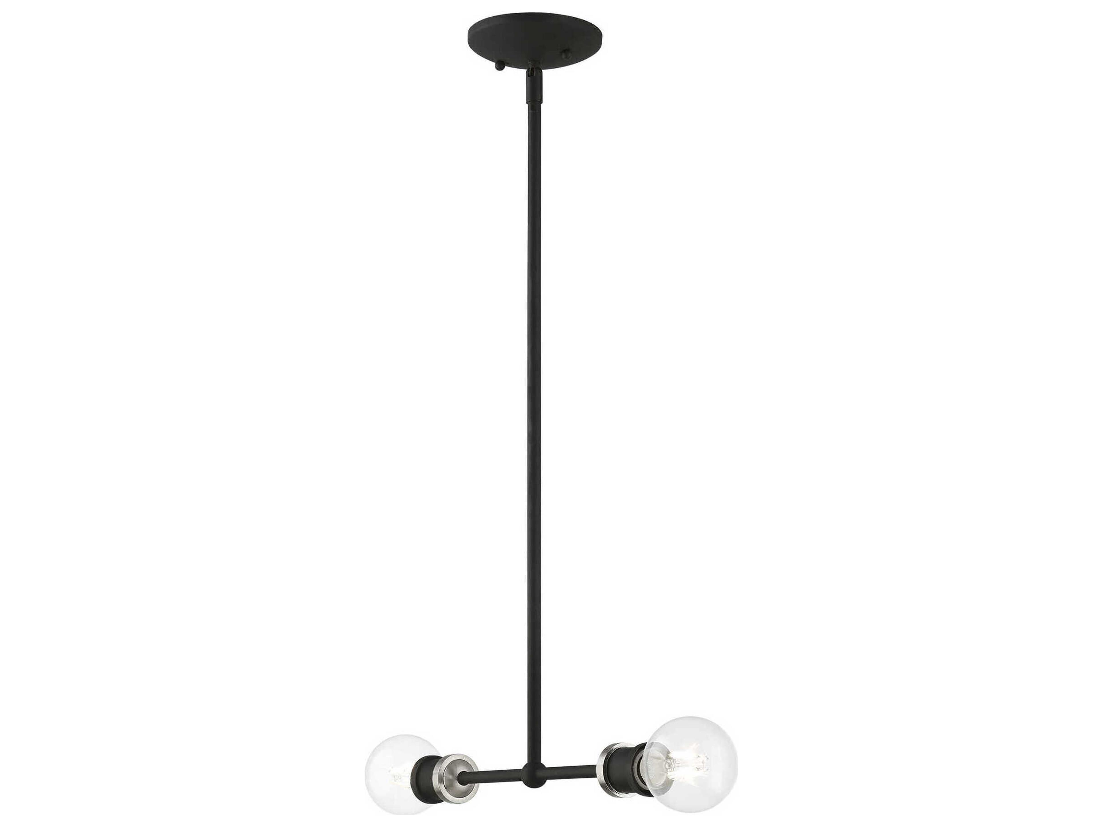 Livex Lighting Lansdale 2-Light Black Brushed Nickel Linear Island Pendant