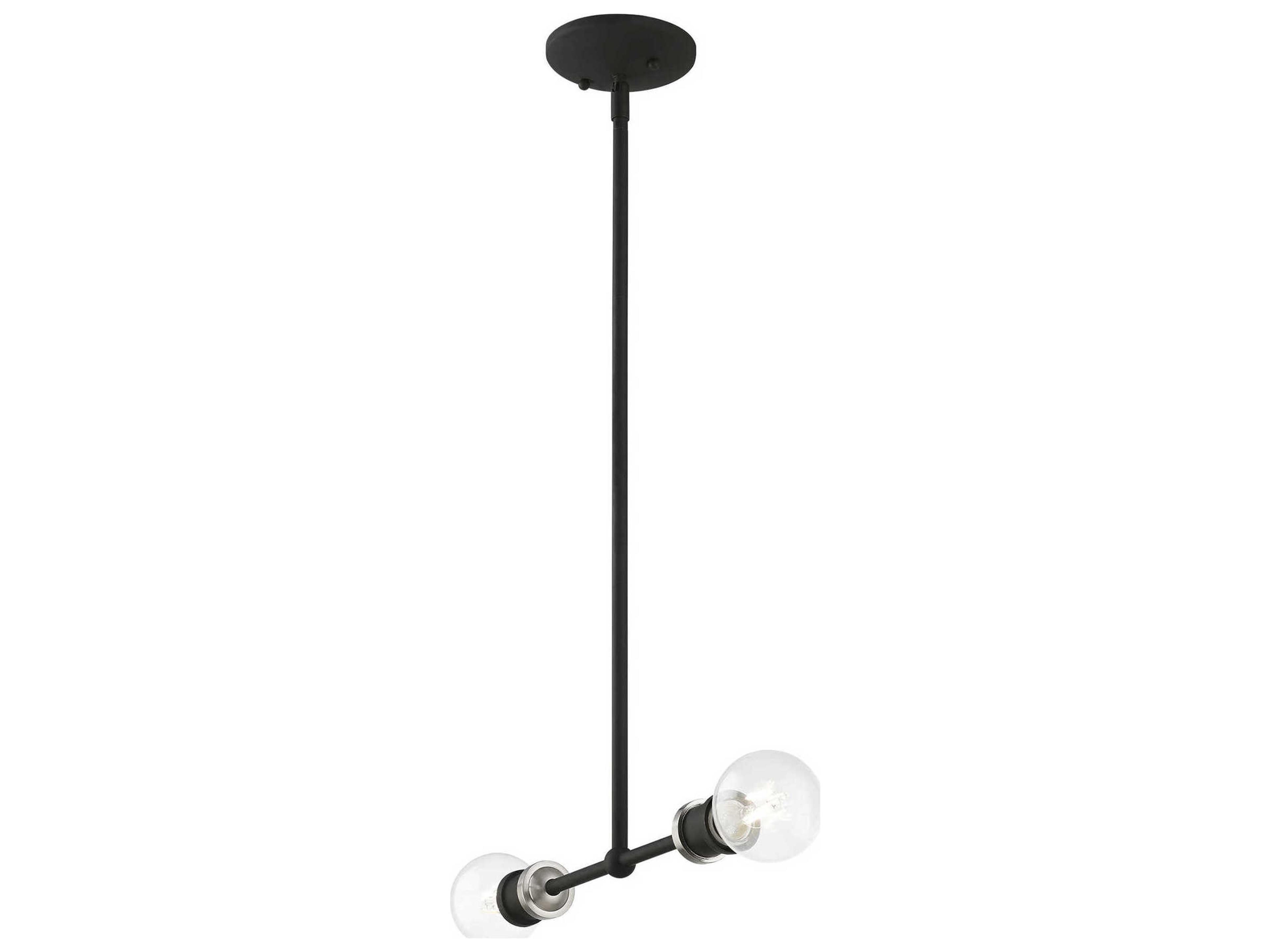 Livex Lighting Lansdale 2-Light Black Brushed Nickel Linear Island Pendant