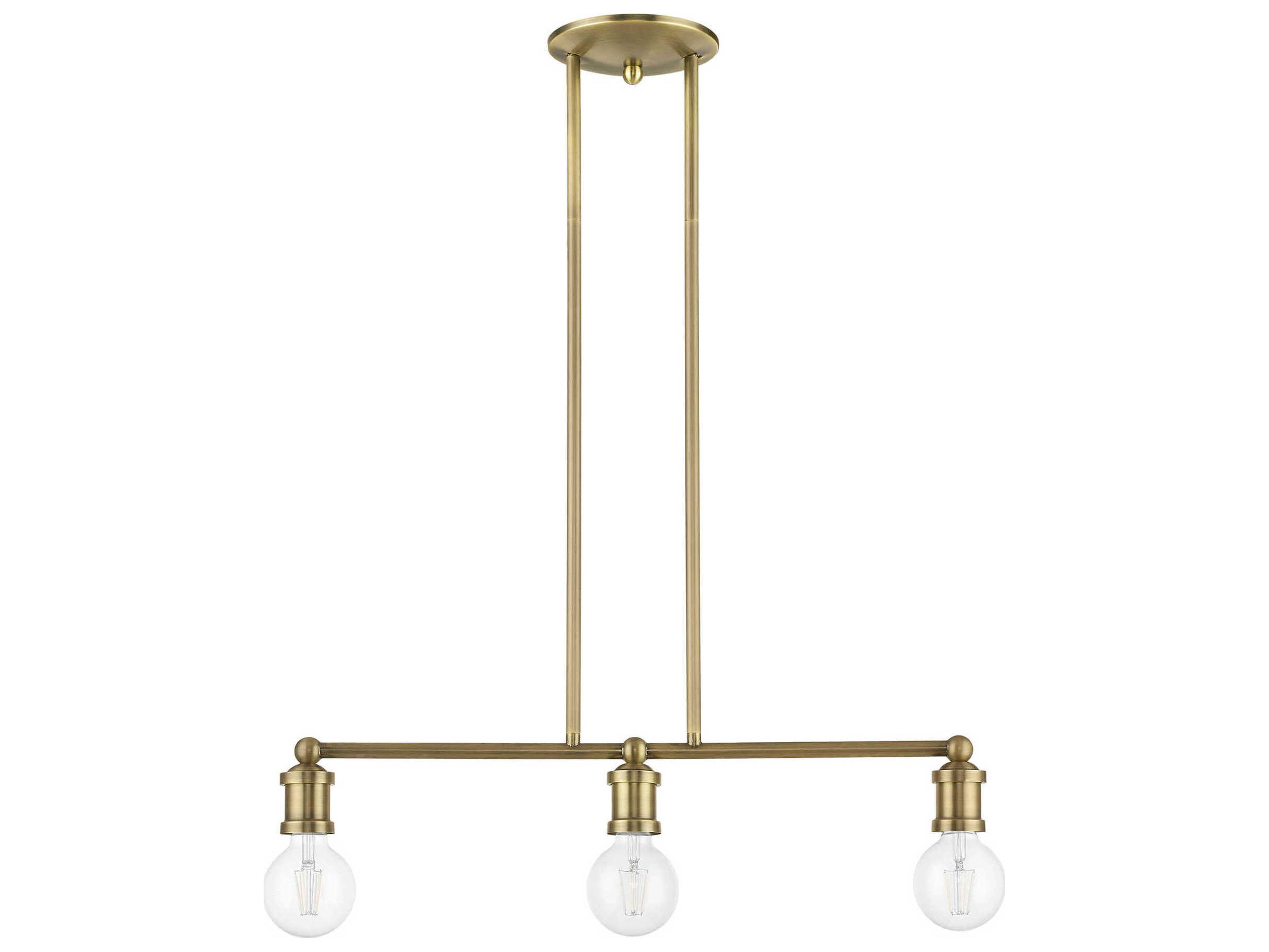 Livex Lighting Lansdale 3-Light Antique Brass Linear Island Pendant