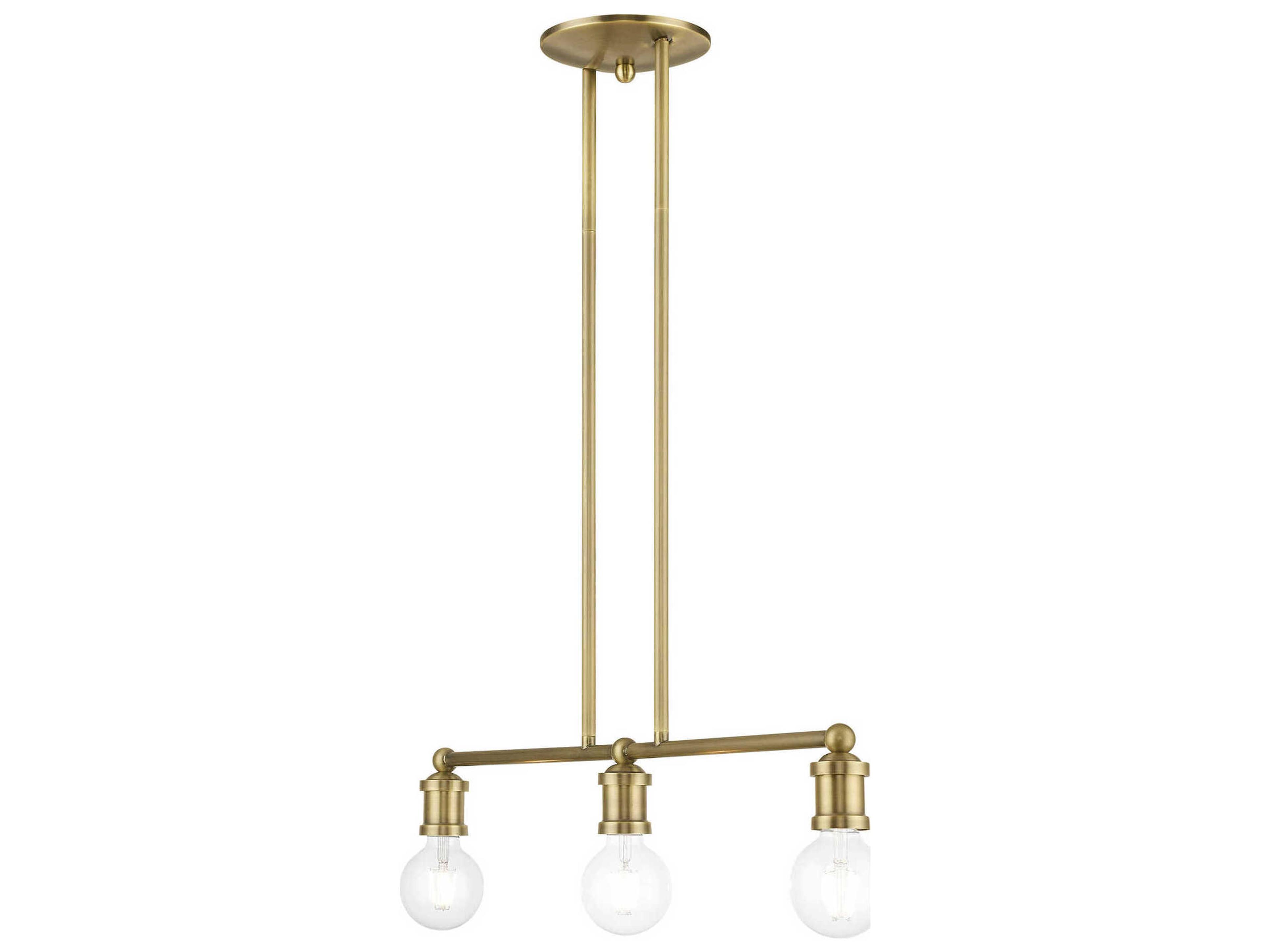 Livex Lighting Lansdale 3-Light Antique Brass Linear Island Pendant
