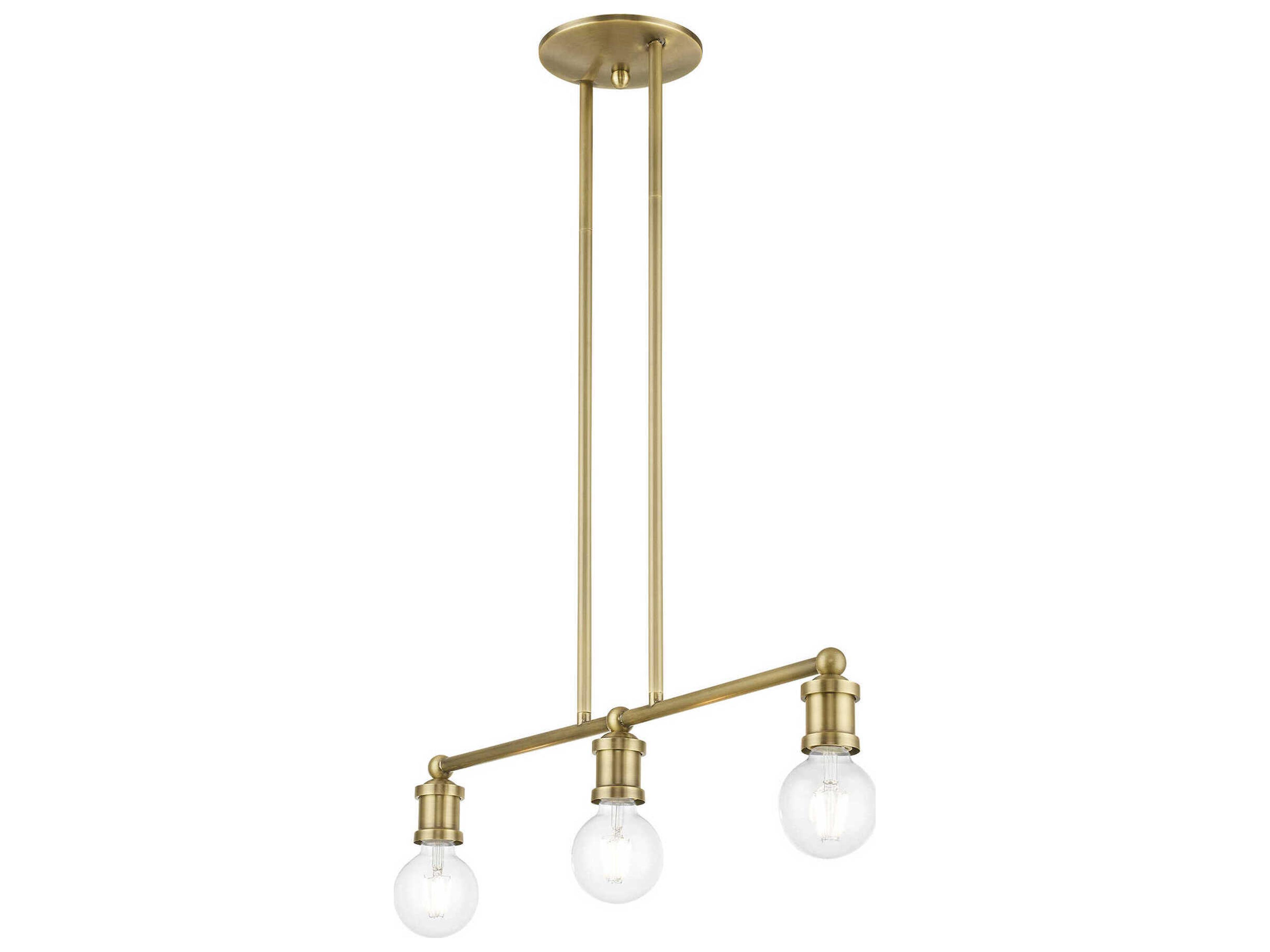 Livex Lighting Lansdale 3-Light Antique Brass Linear Island Pendant