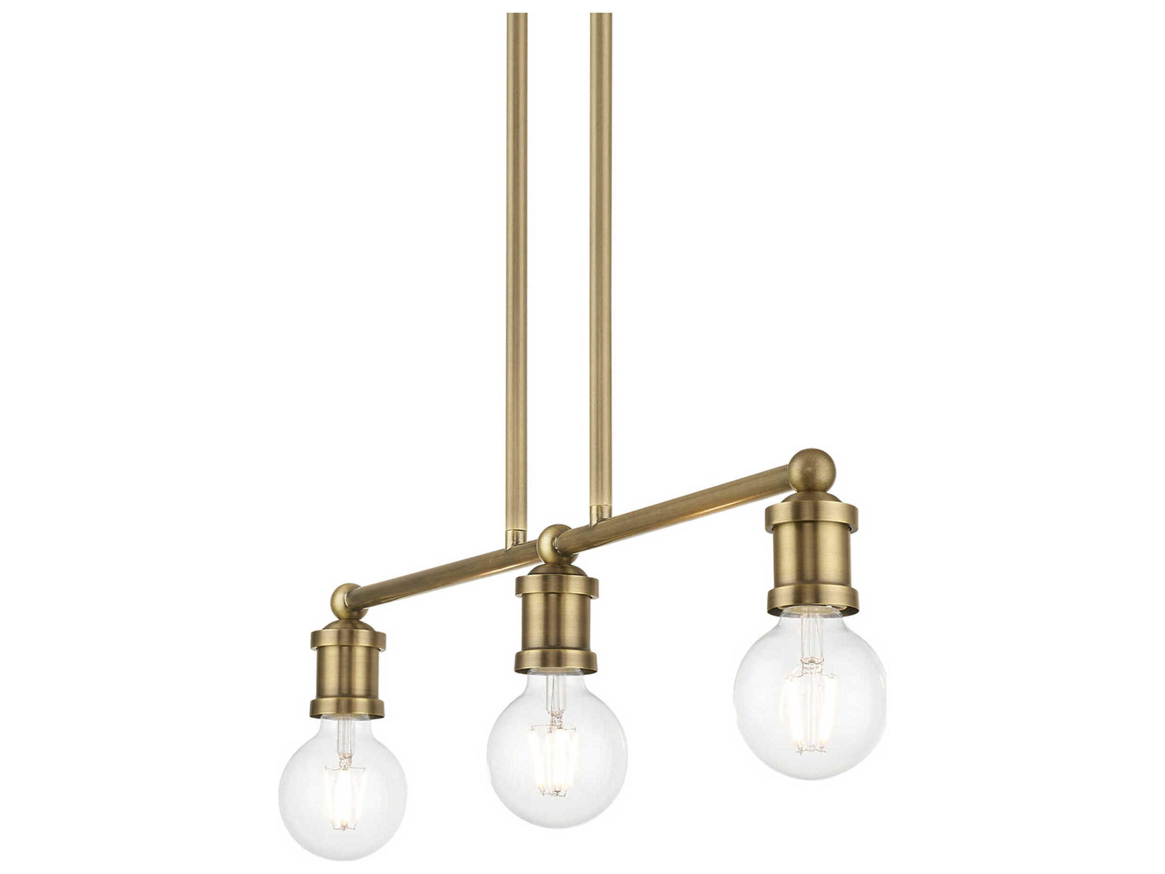 Livex Lighting Lansdale 3-Light Antique Brass Linear Island Pendant