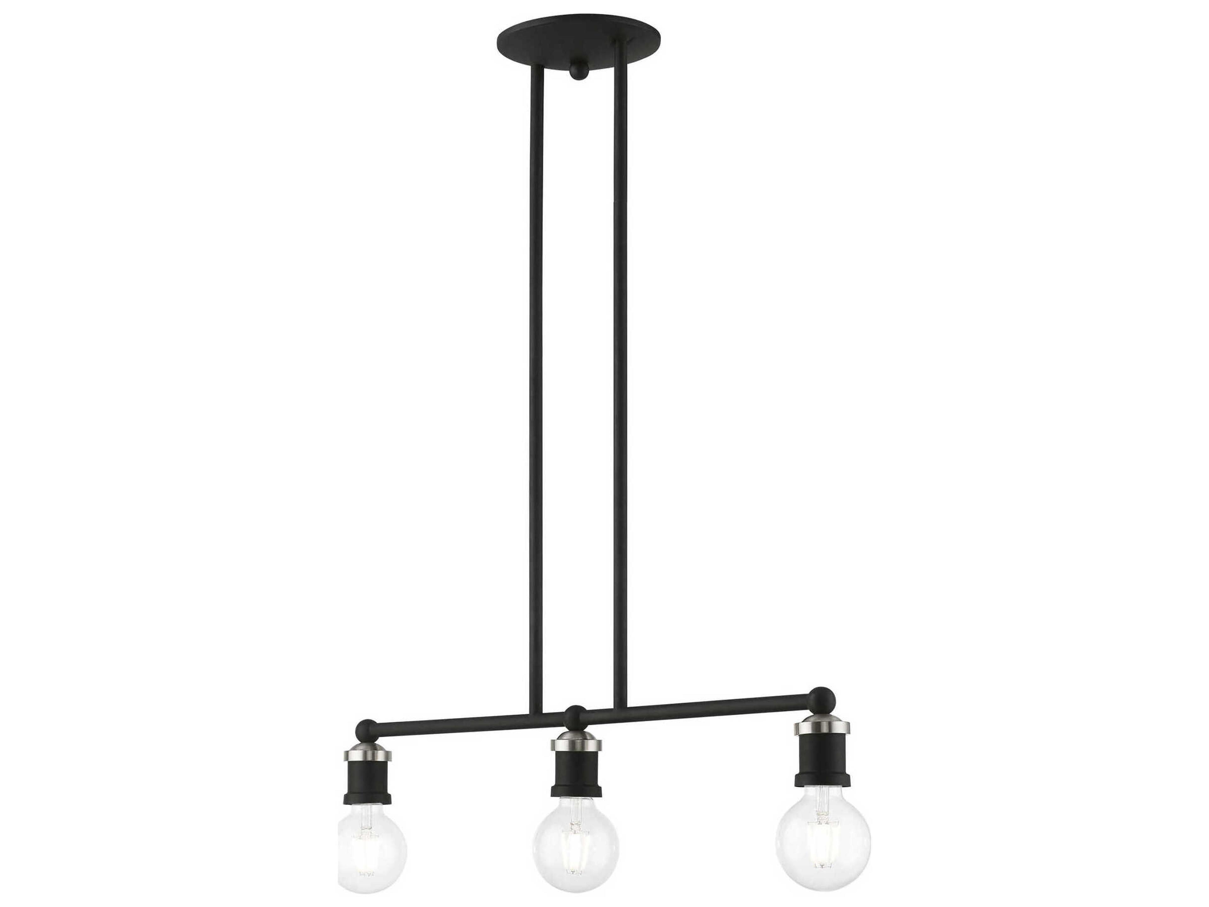Livex Lighting Lansdale 3-Light Black Brushed Nickel Linear Island Pendant