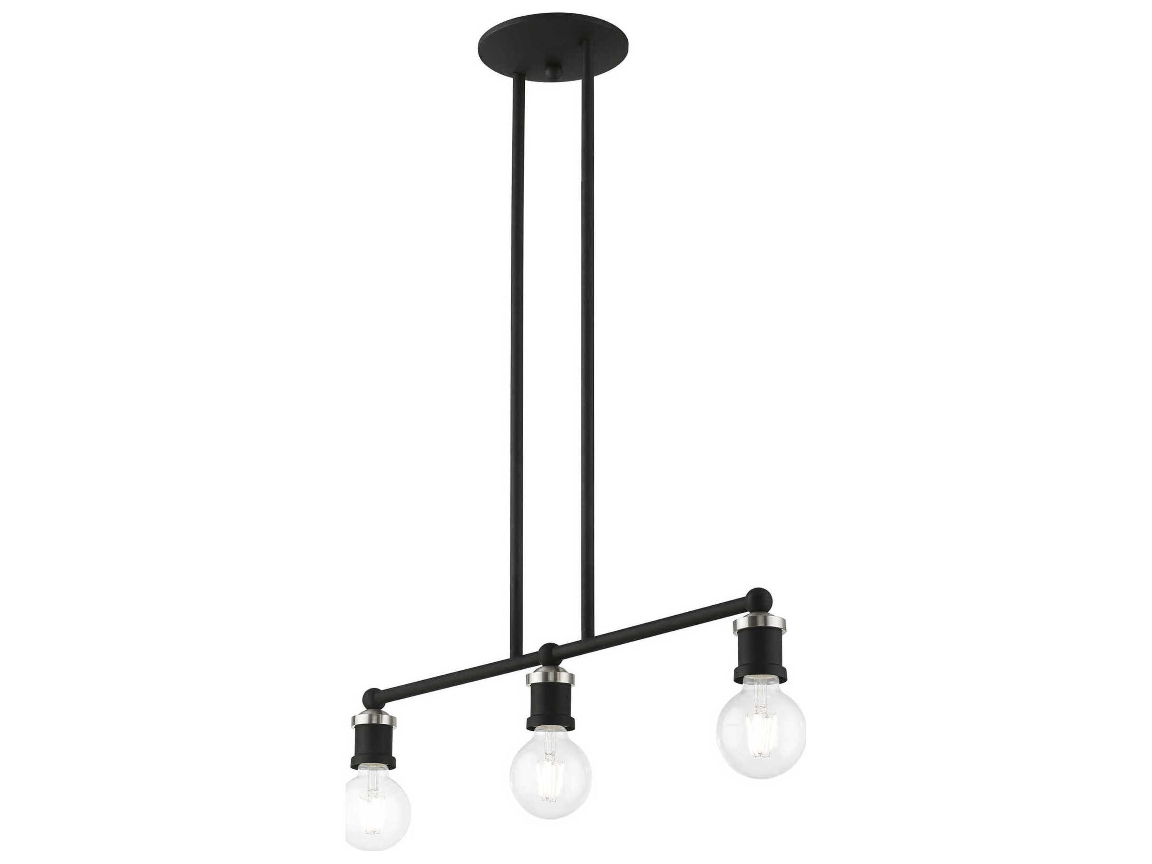 Livex Lighting Lansdale 3-Light Black Brushed Nickel Linear Island Pendant