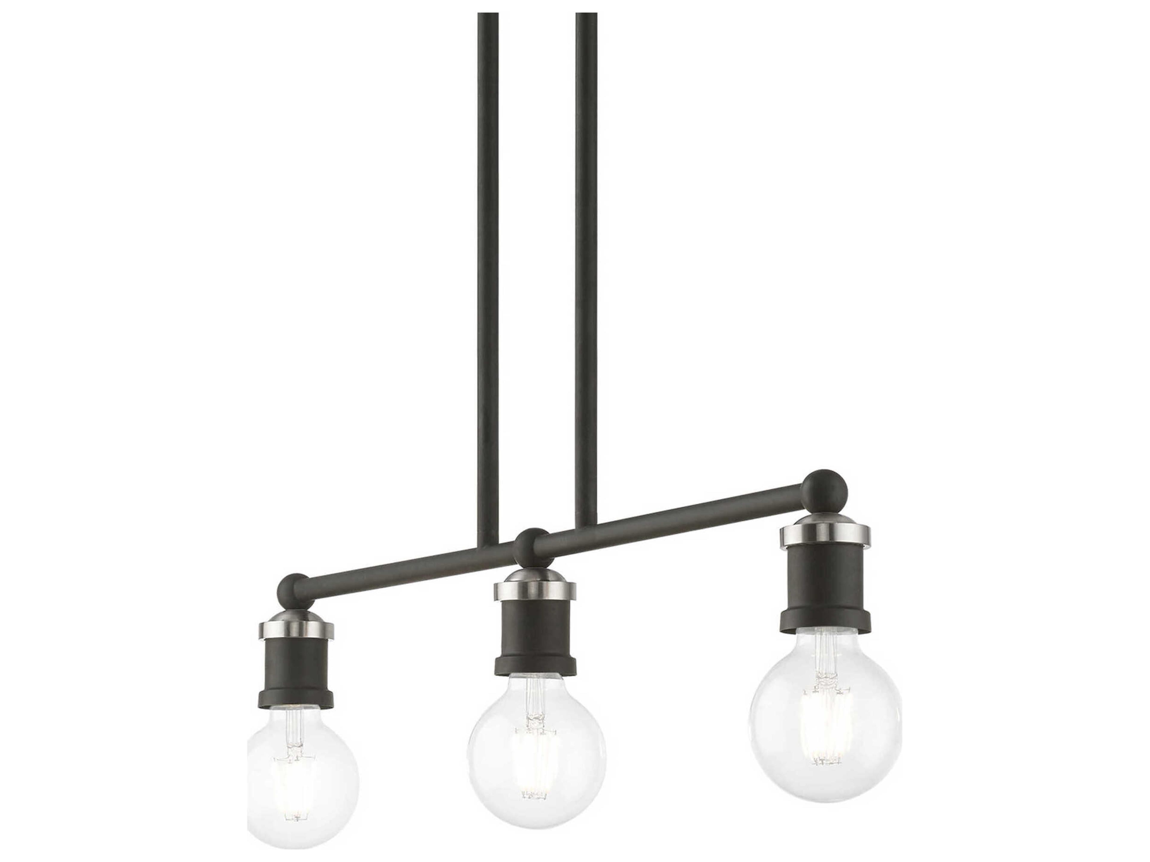 Livex Lighting Lansdale 3-Light Black Brushed Nickel Linear Island Pendant