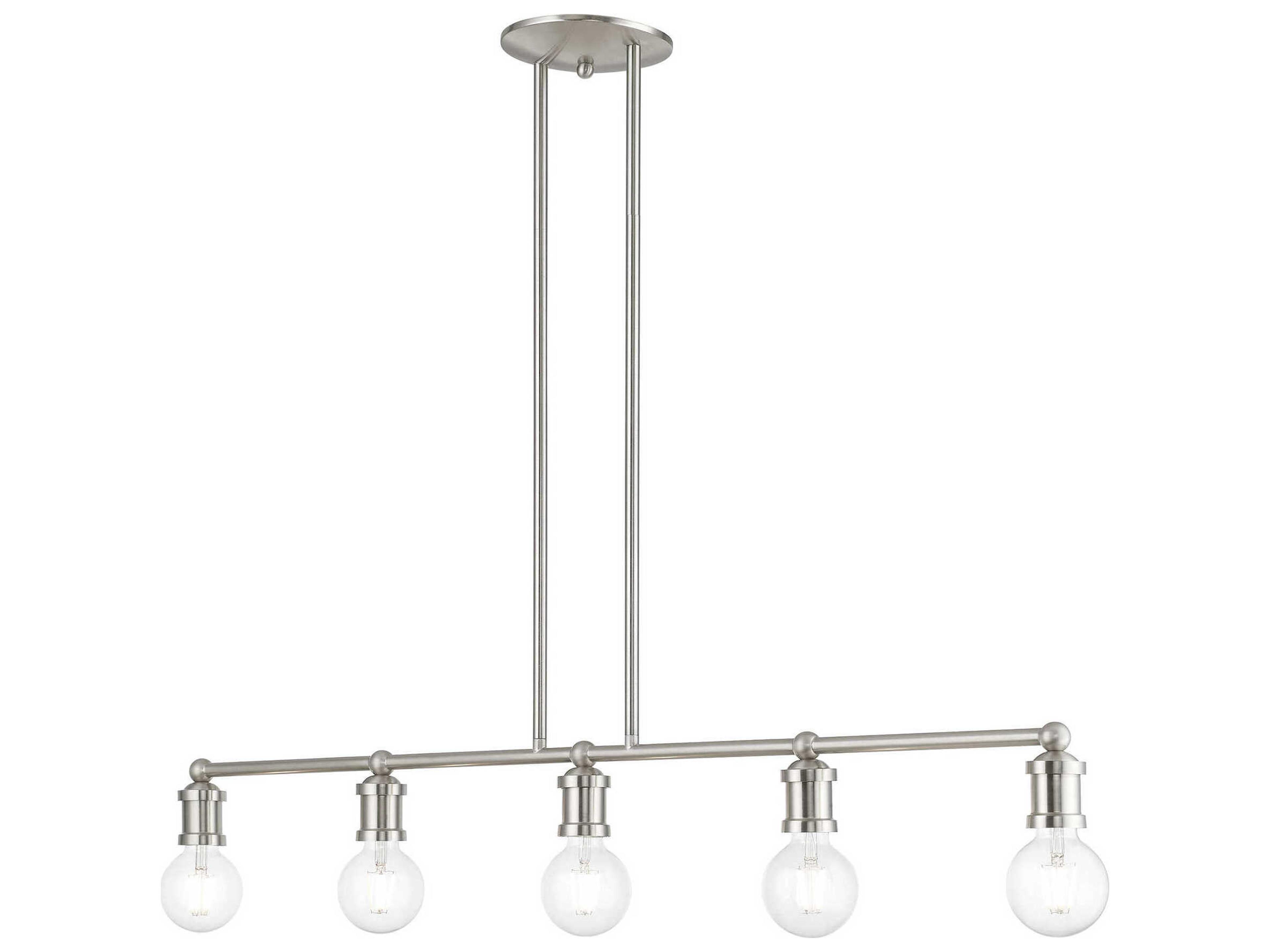 Livex Lighting Lansdale 5-Light Brushed Nickel Linear Island Pendant