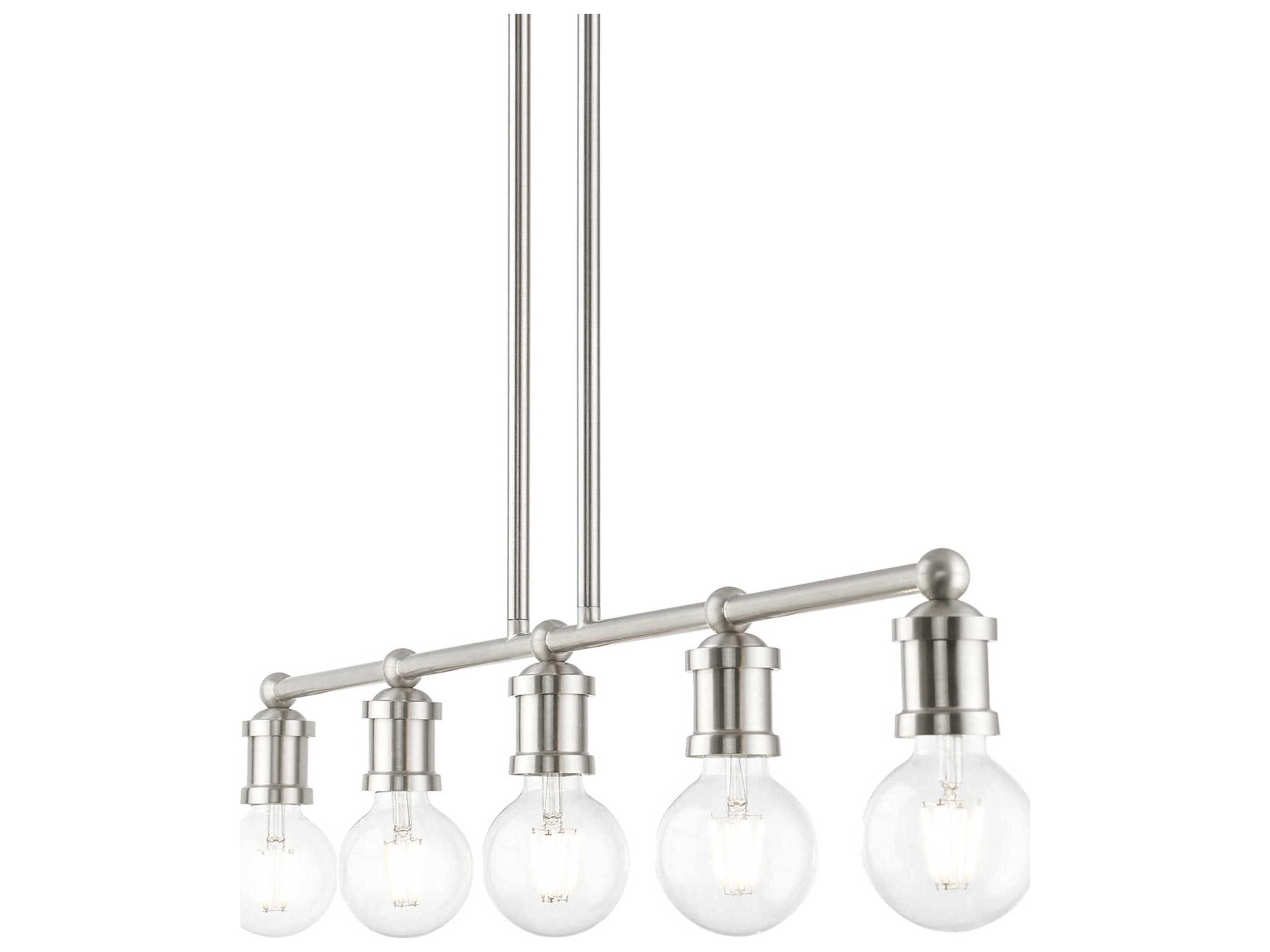 Livex Lighting Lansdale 5-Light Brushed Nickel Linear Island Pendant