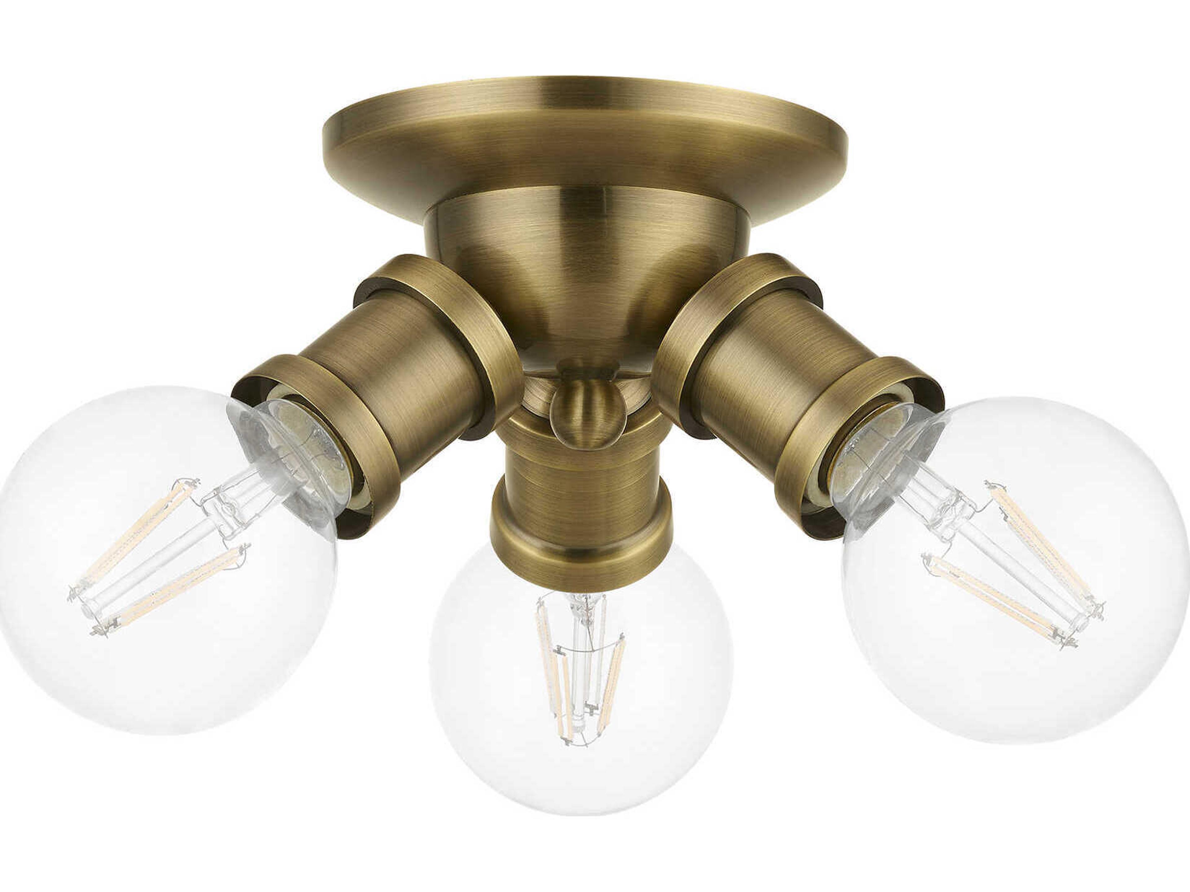 Livex Lighting Lansdale 3-Light Antique Brass Semi Flush Mount