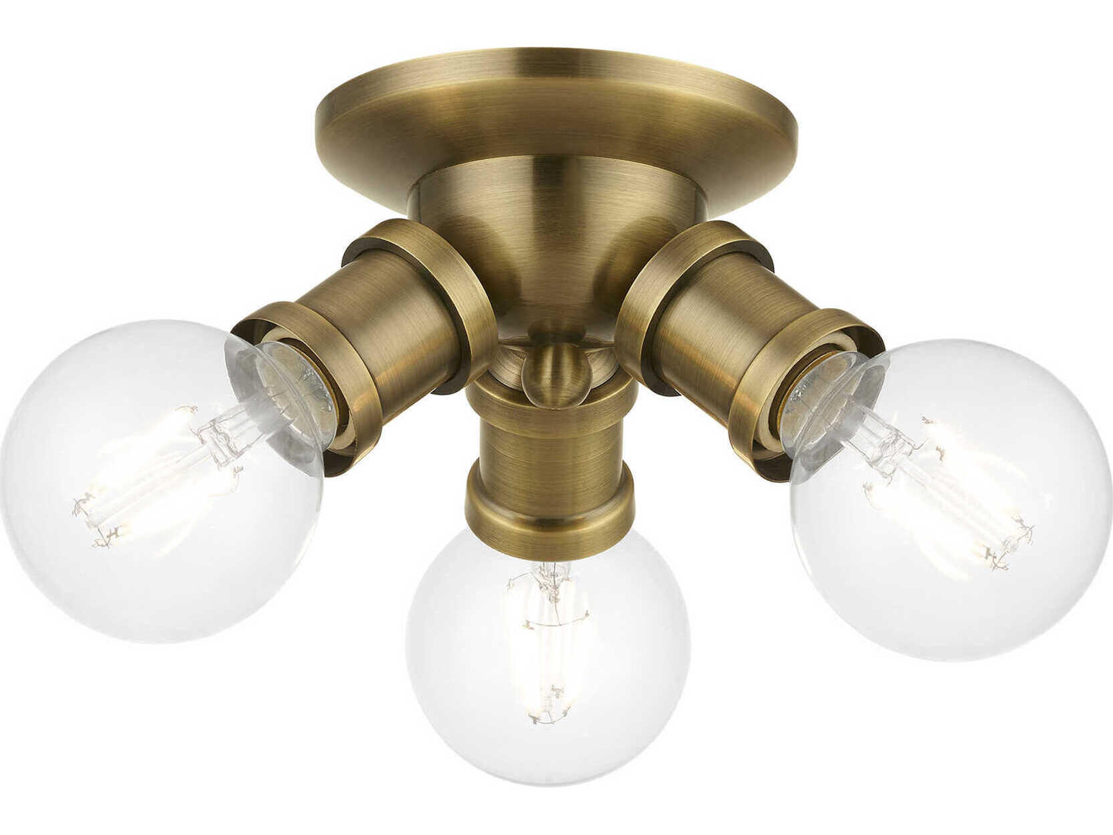 Livex Lighting Lansdale 3-Light Antique Brass Semi Flush Mount