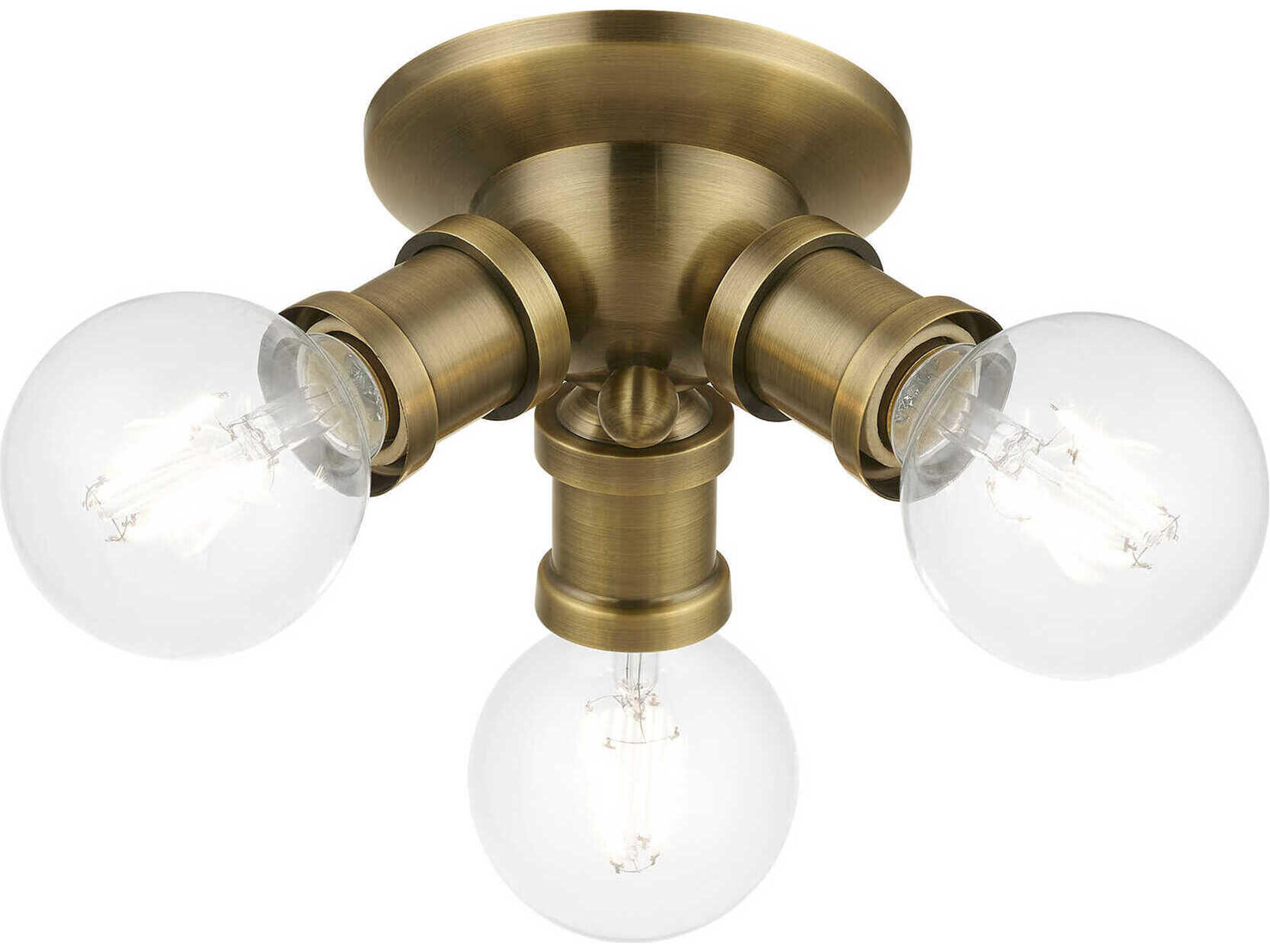 Livex Lighting Lansdale 3-Light Antique Brass Semi Flush Mount