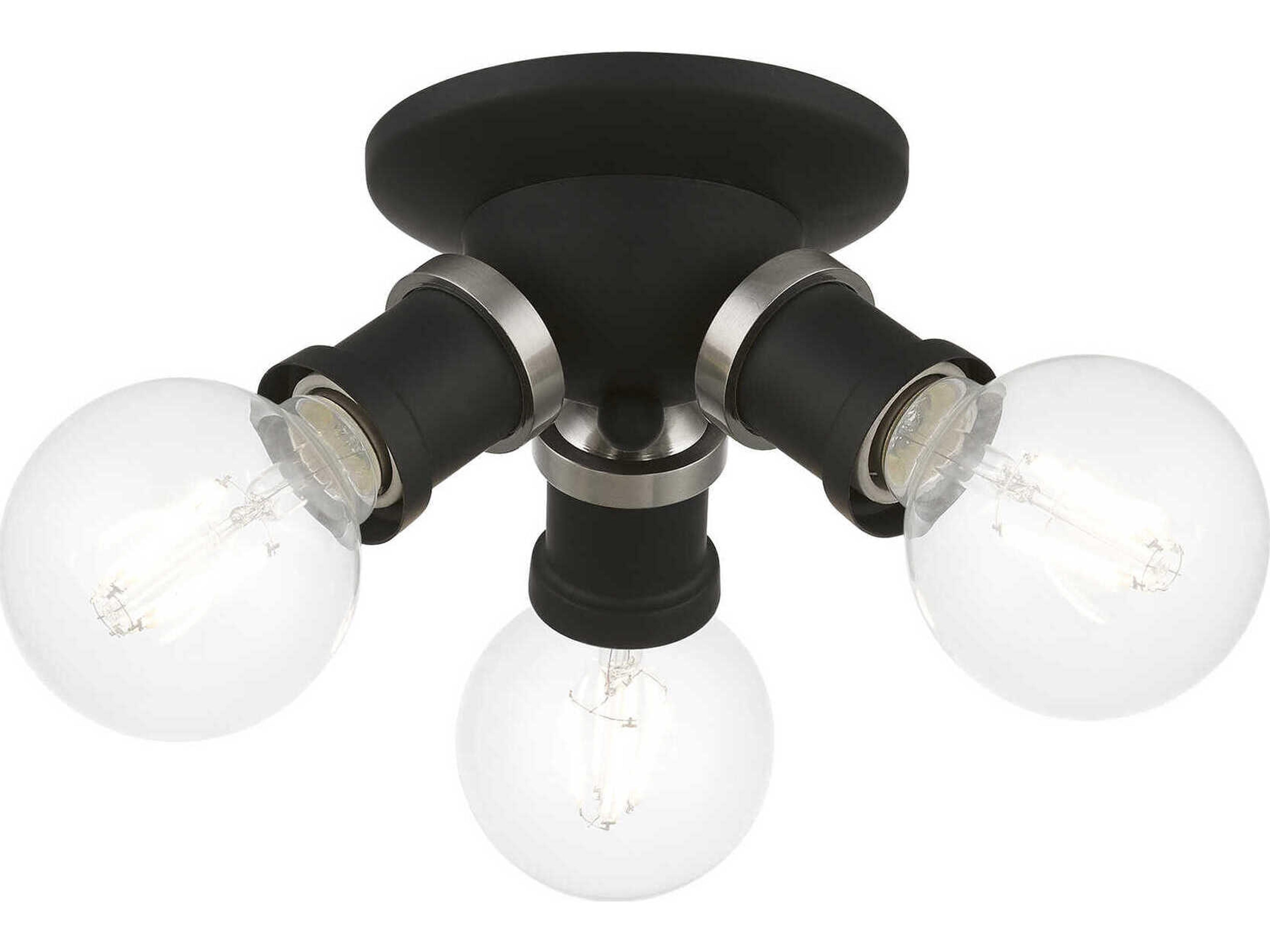 Livex Lighting Lansdale 3-Light Black Brushed Nickel Semi Flush Mount