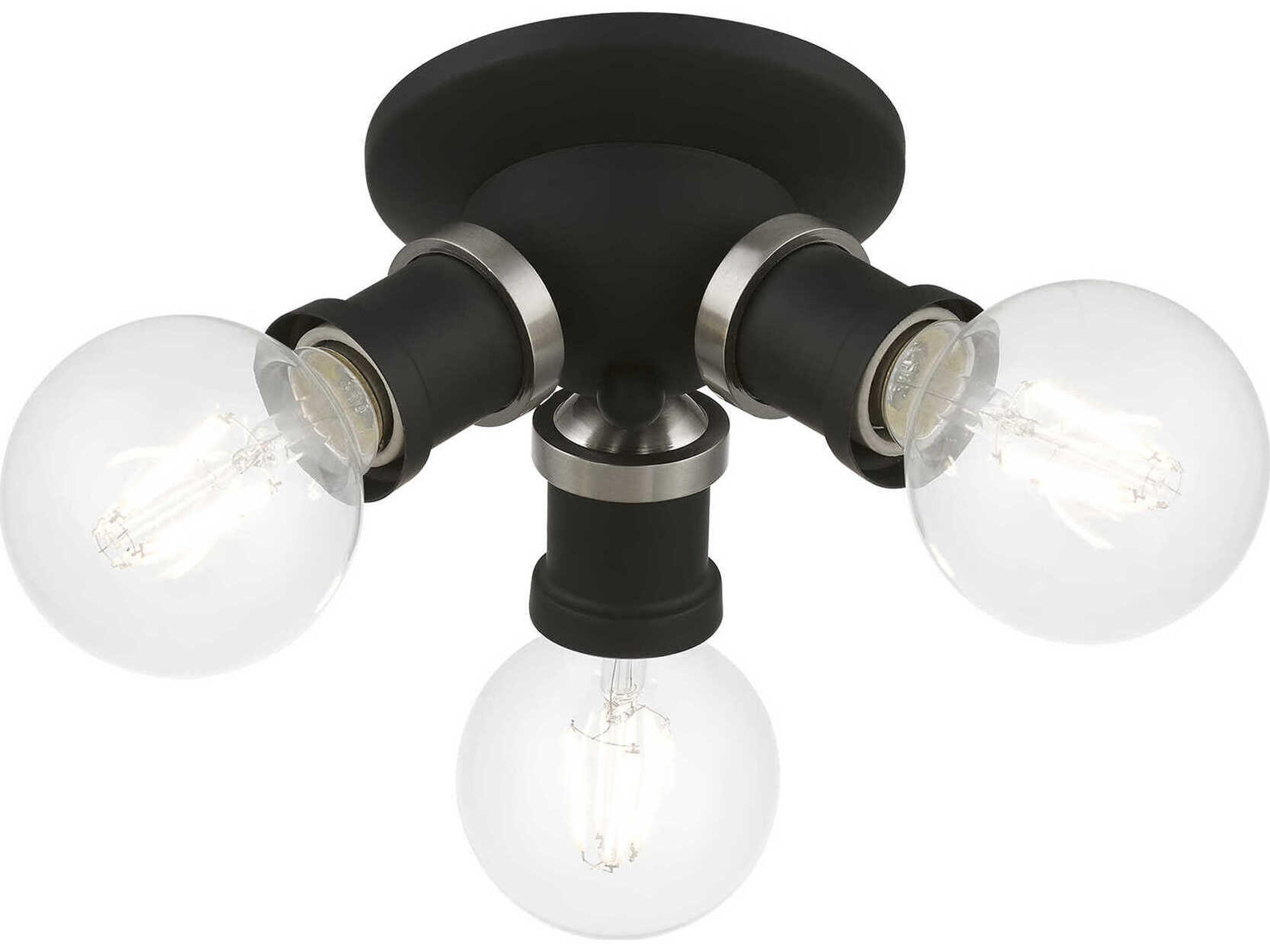 Livex Lighting Lansdale 3-Light Black Brushed Nickel Semi Flush Mount