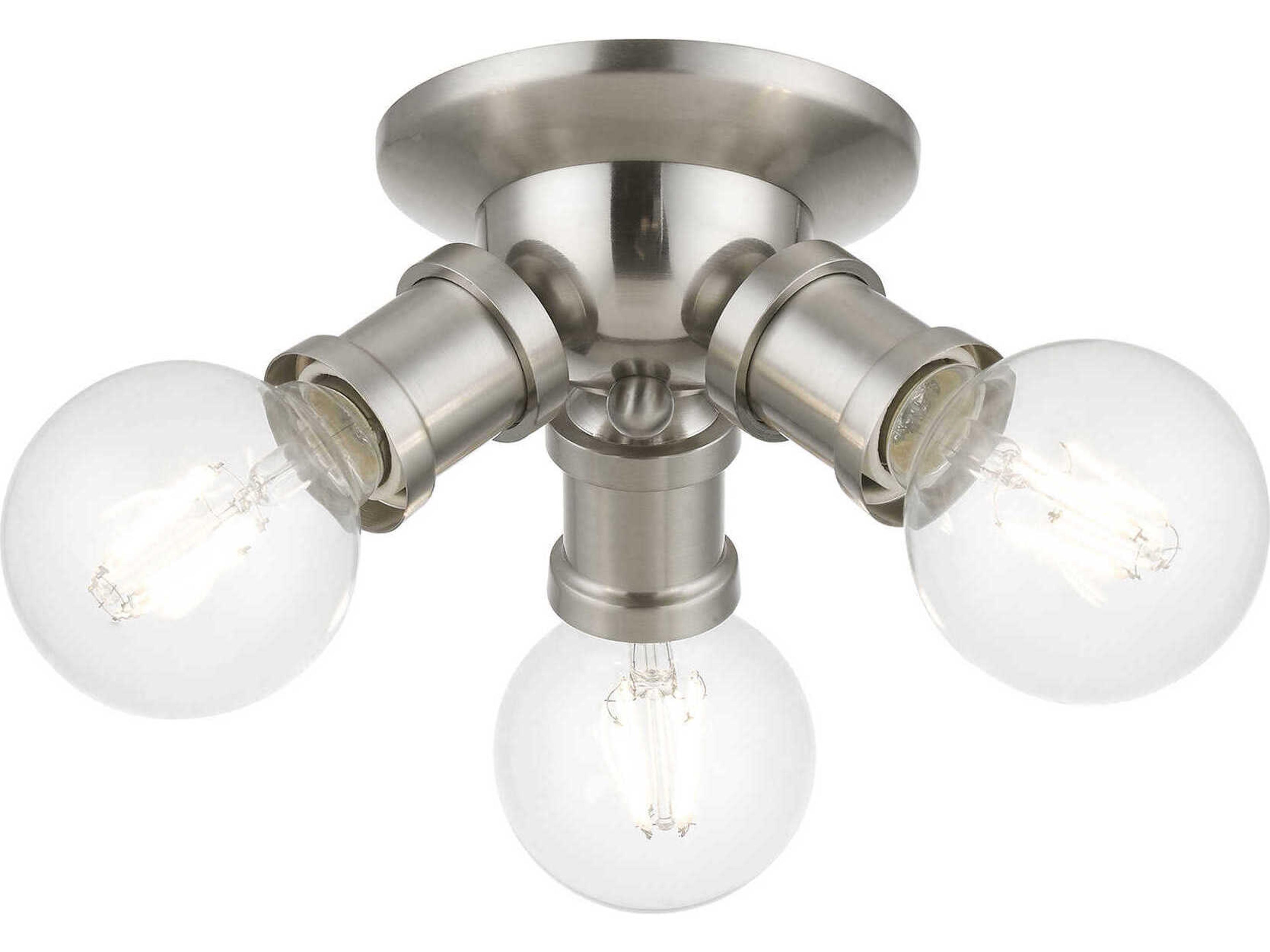 Livex Lighting Lansdale 3-Light Brushed Nickel Semi Flush Mount