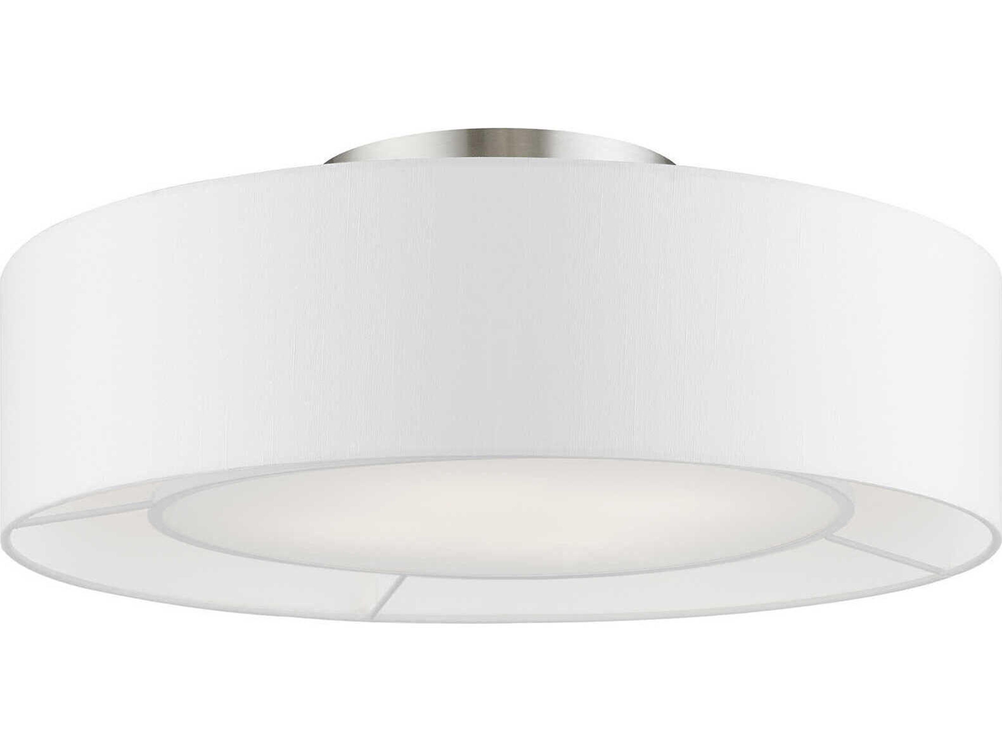Gilmore 4-Light Brushed Nickel Shiny White Drum Semi Flush Mount