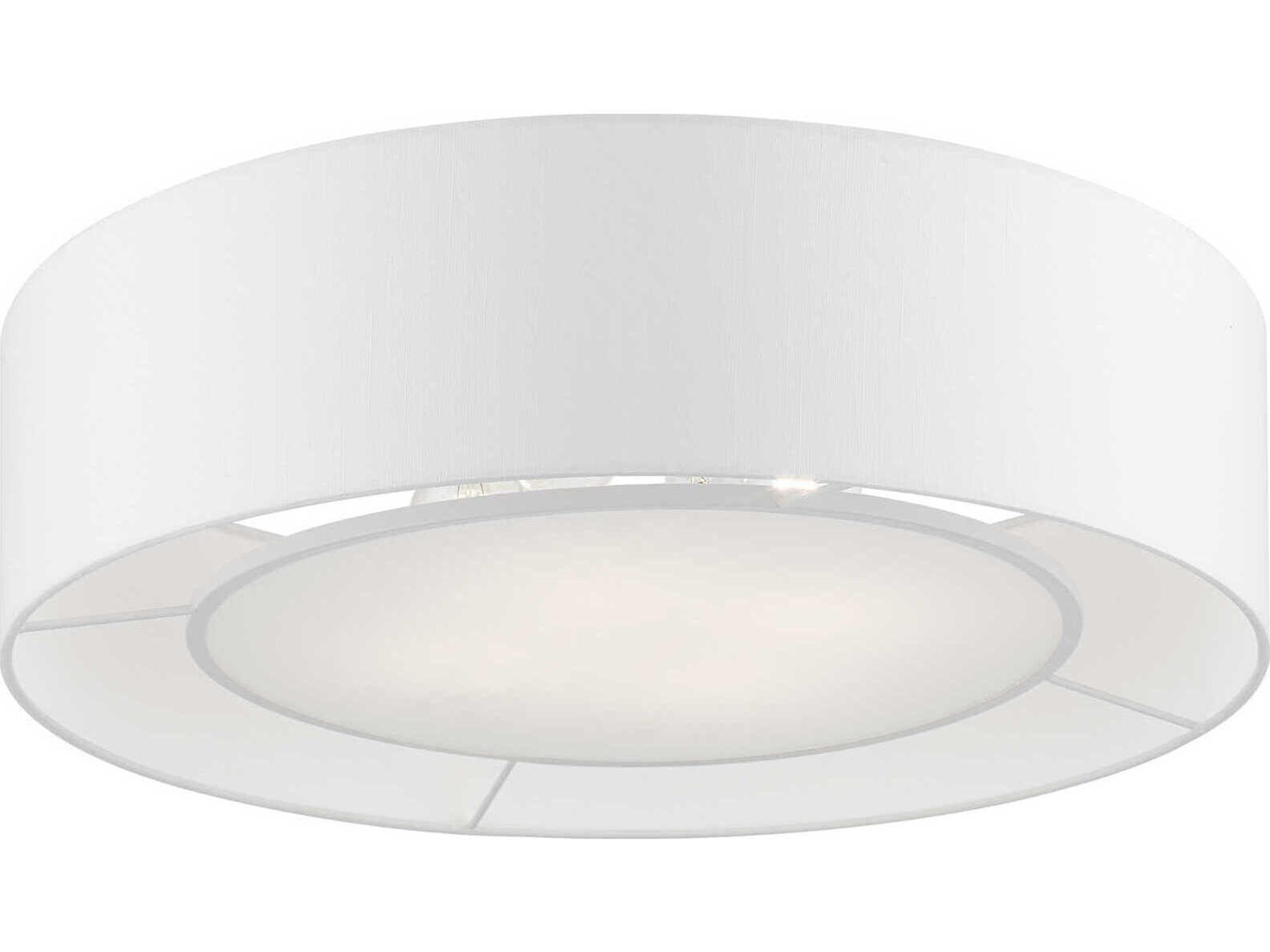 Livex Lighting Gilmore 4-Light Brushed Nickel Shiny White Drum Semi Flush Mount
