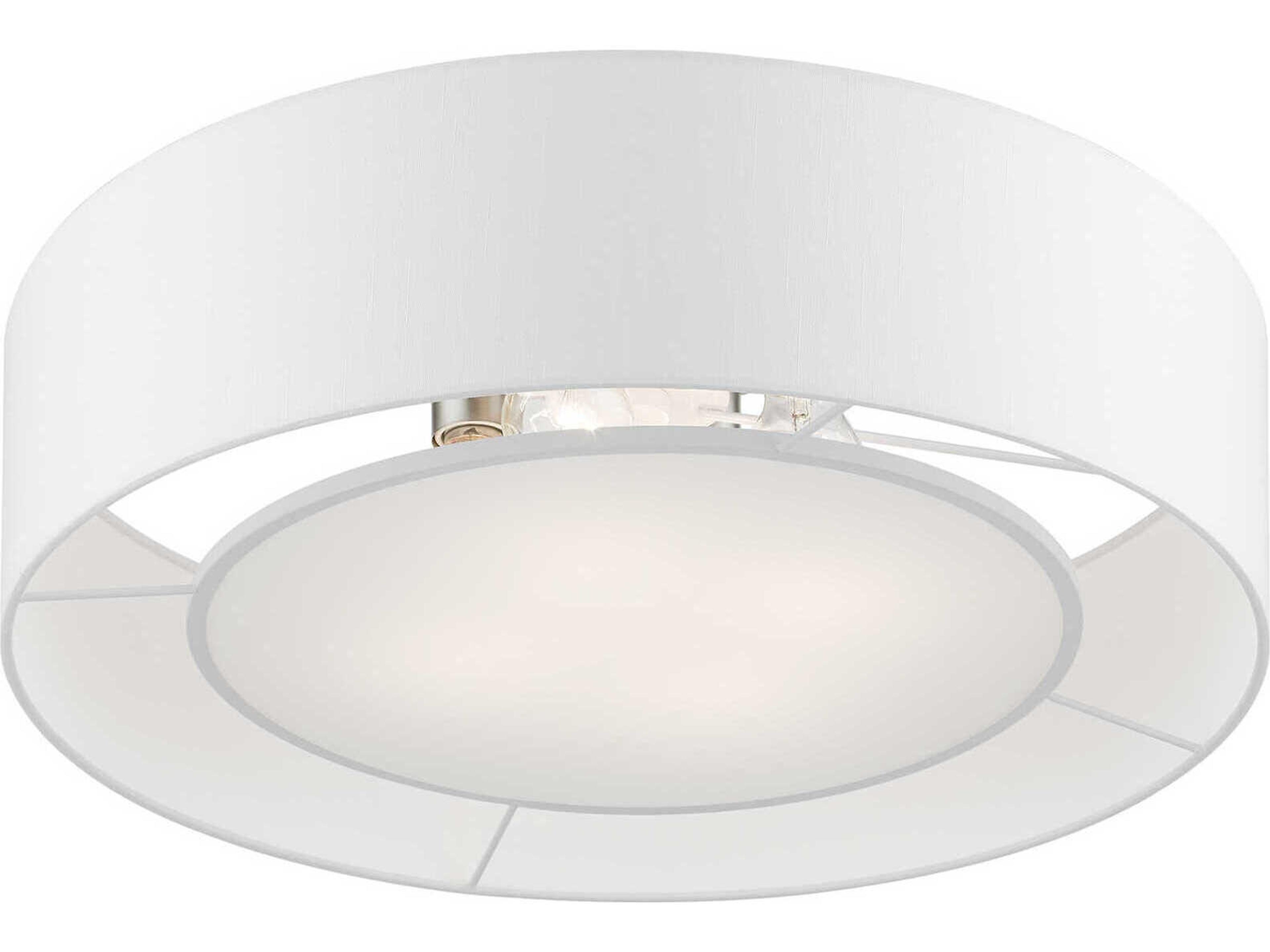 Livex Lighting Gilmore 4-Light Brushed Nickel Shiny White Drum Semi Flush Mount