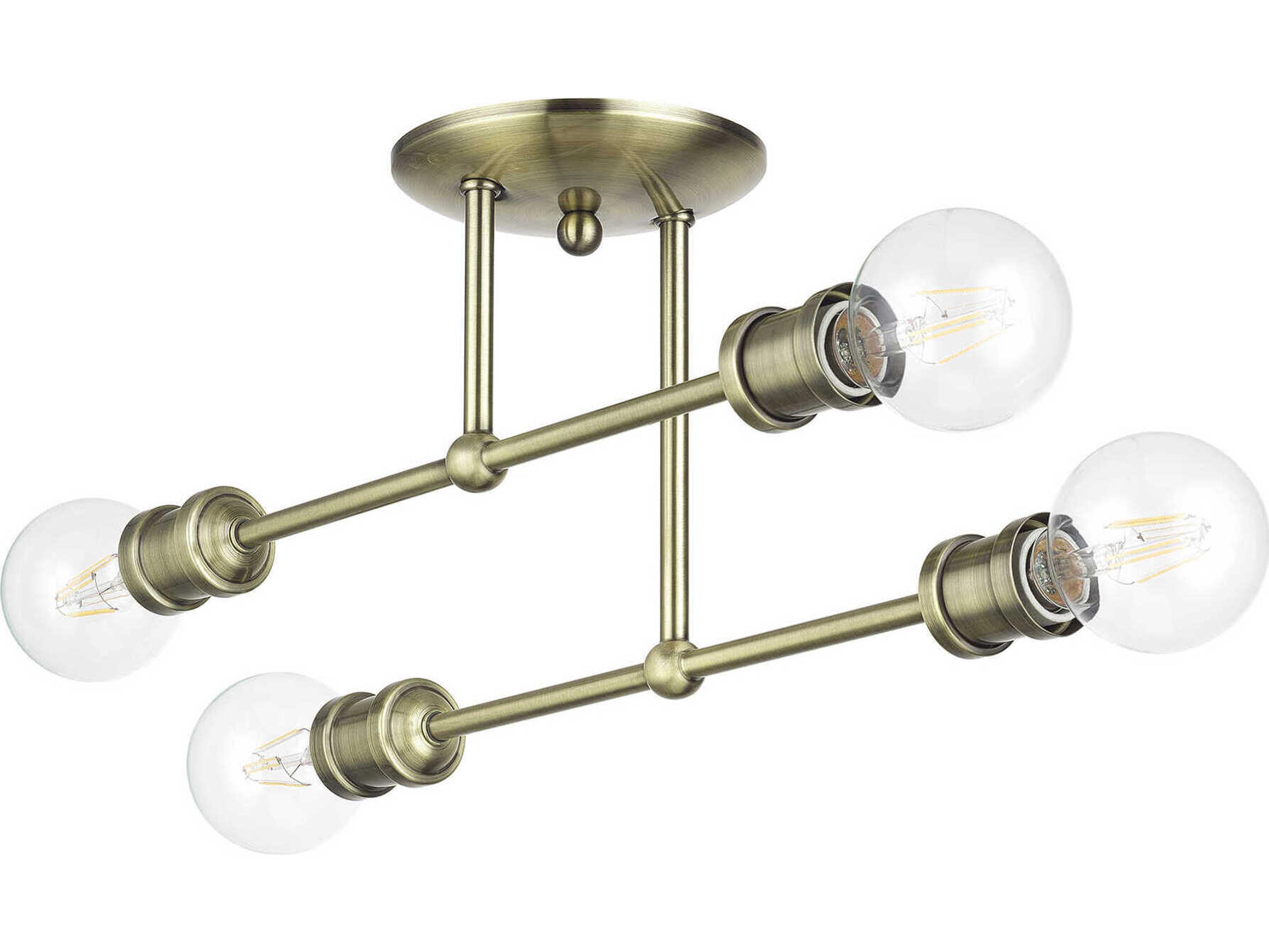 Livex Lighting Delacroix 4-Light Antique Brass Semi Flush Mount