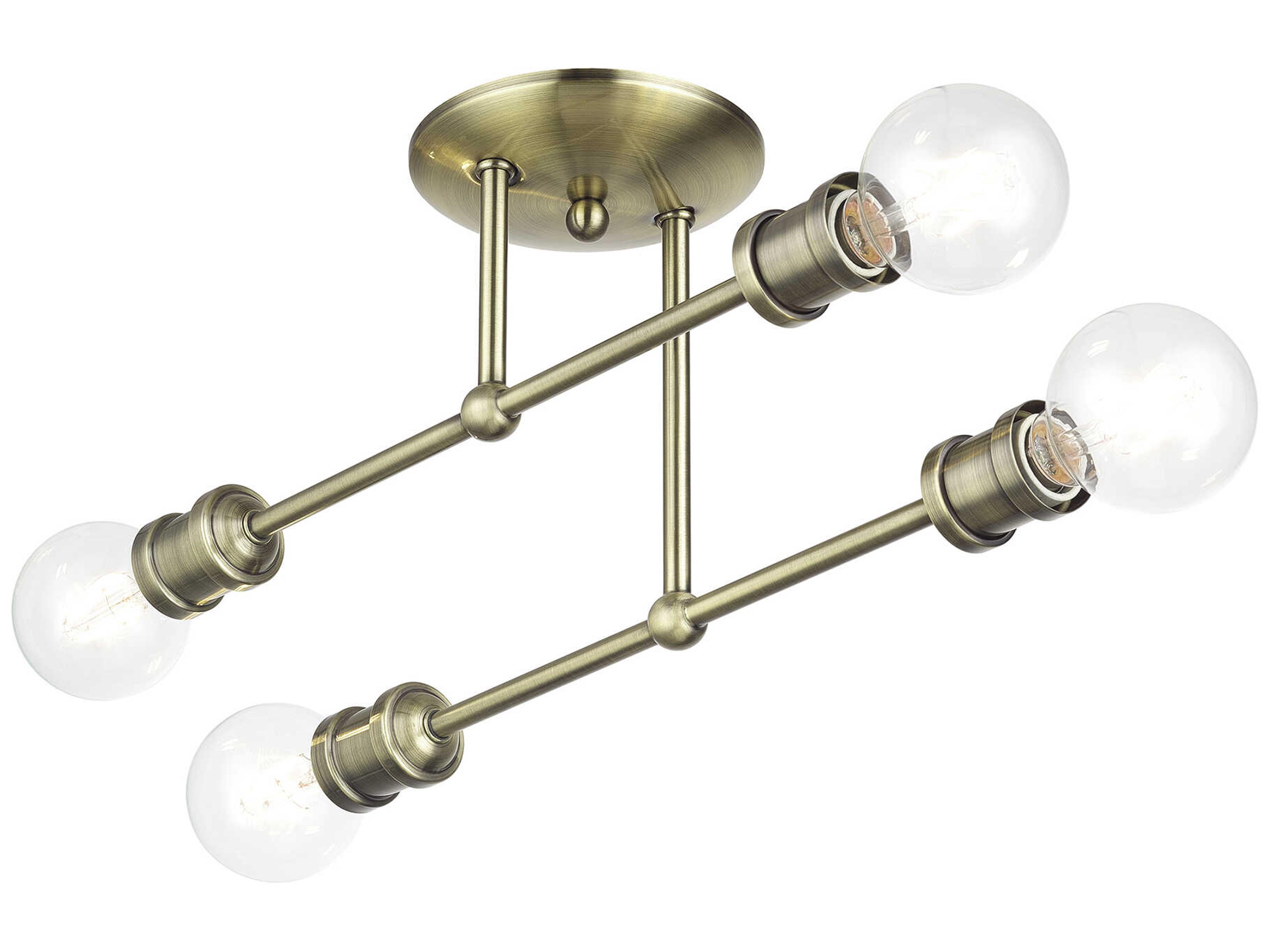 Livex Lighting Delacroix 4-Light Antique Brass Semi Flush Mount