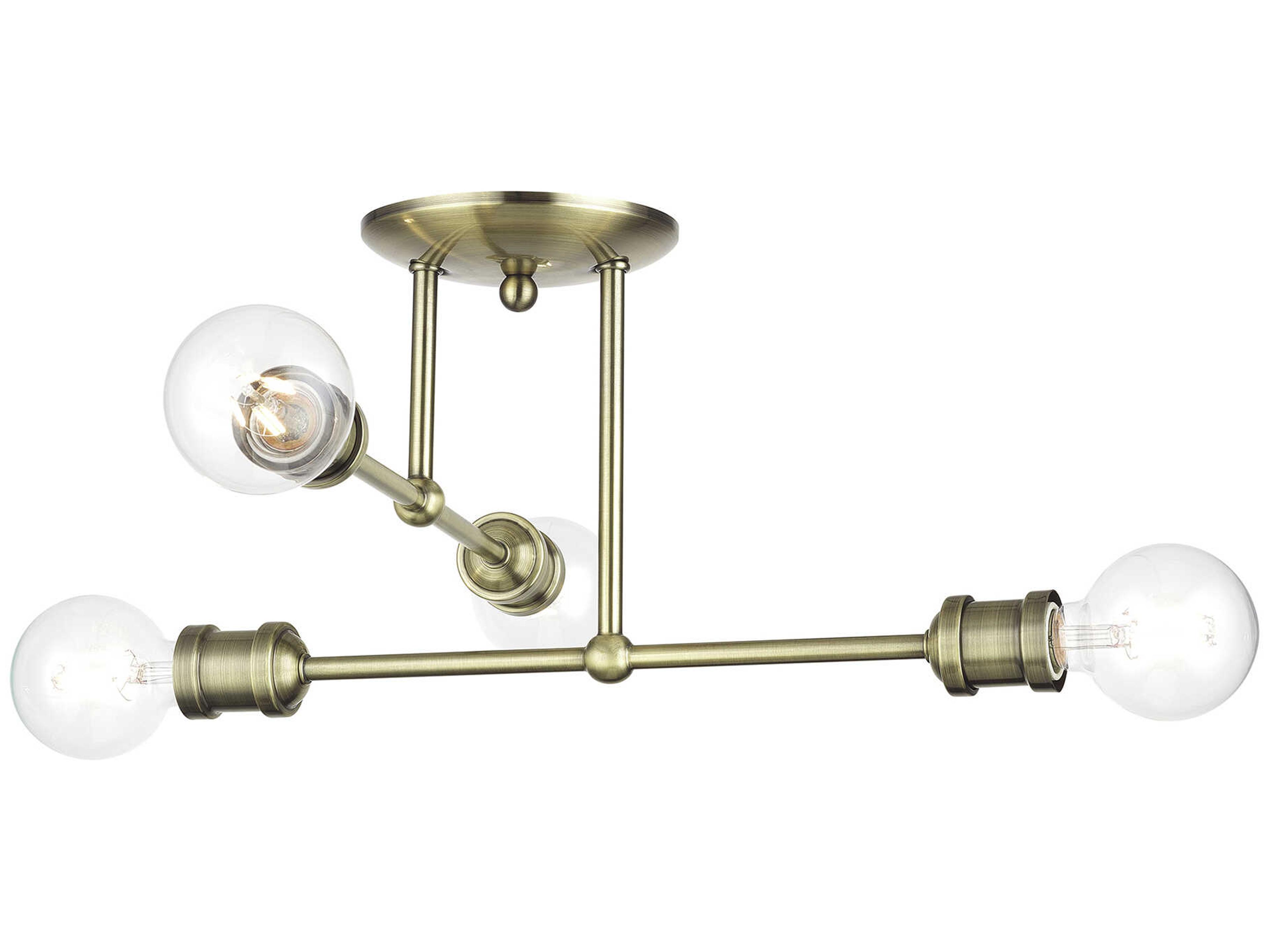 Livex Lighting Delacroix 4-Light Antique Brass Semi Flush Mount