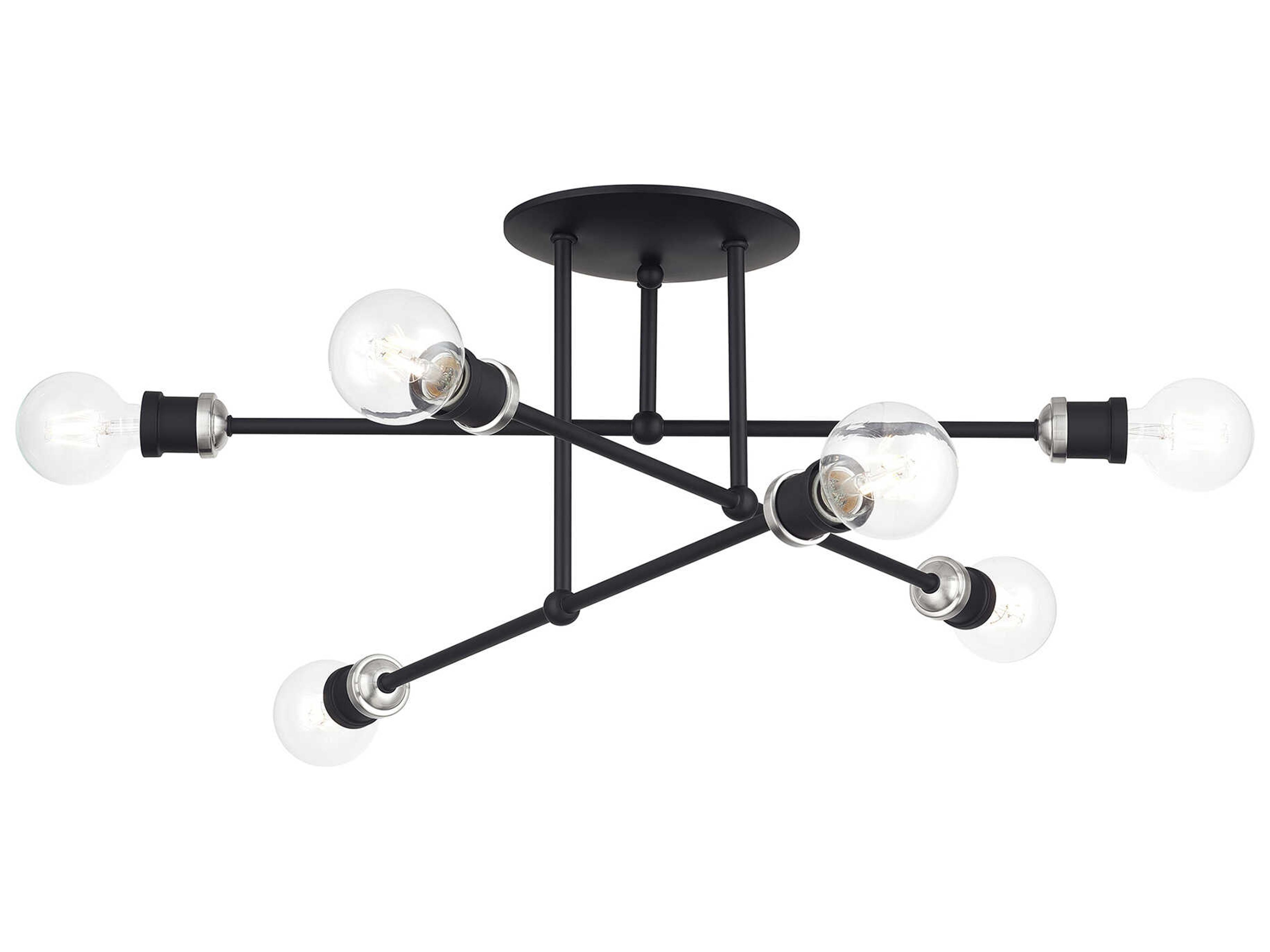 Livex Lighting Delacroix 6-Light Black Brushed Nickel Semi Flush Mount
