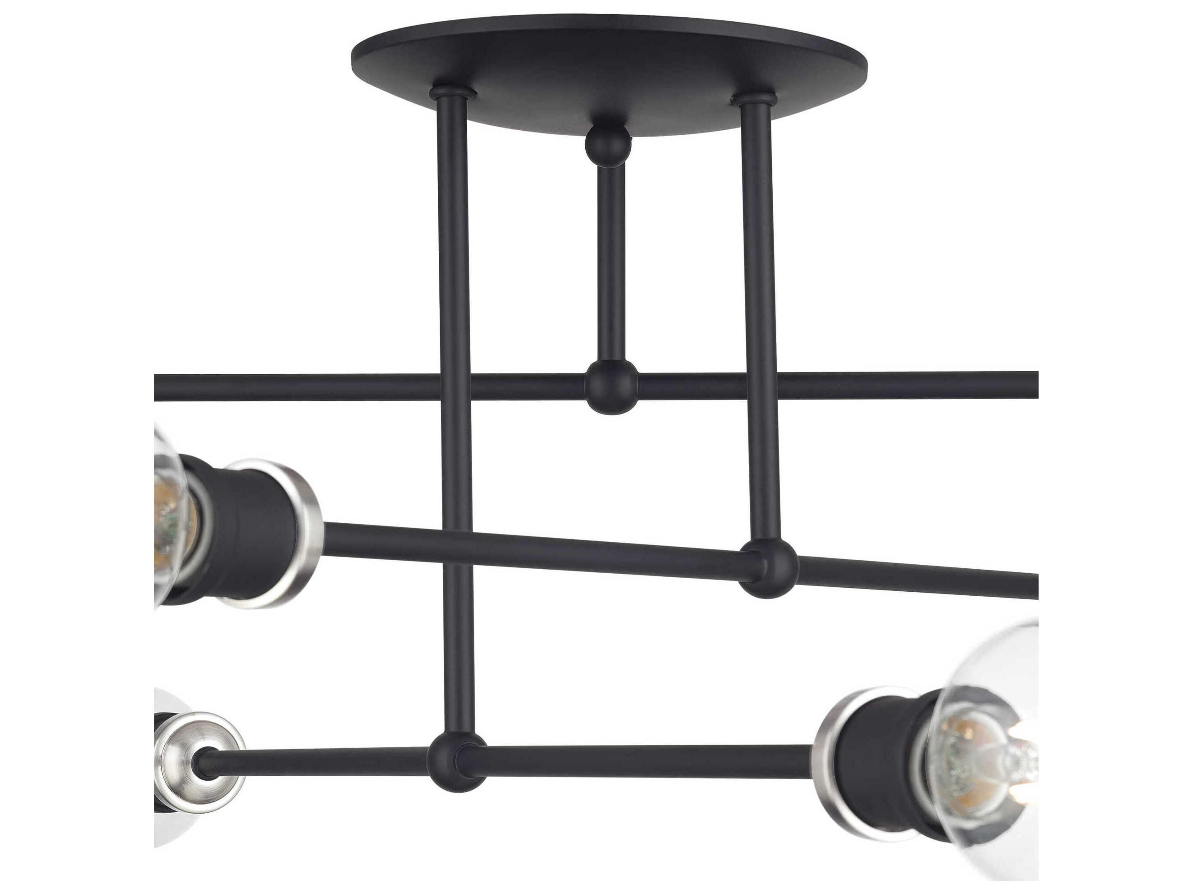 Livex Lighting Delacroix 6-Light Black Brushed Nickel Semi Flush Mount