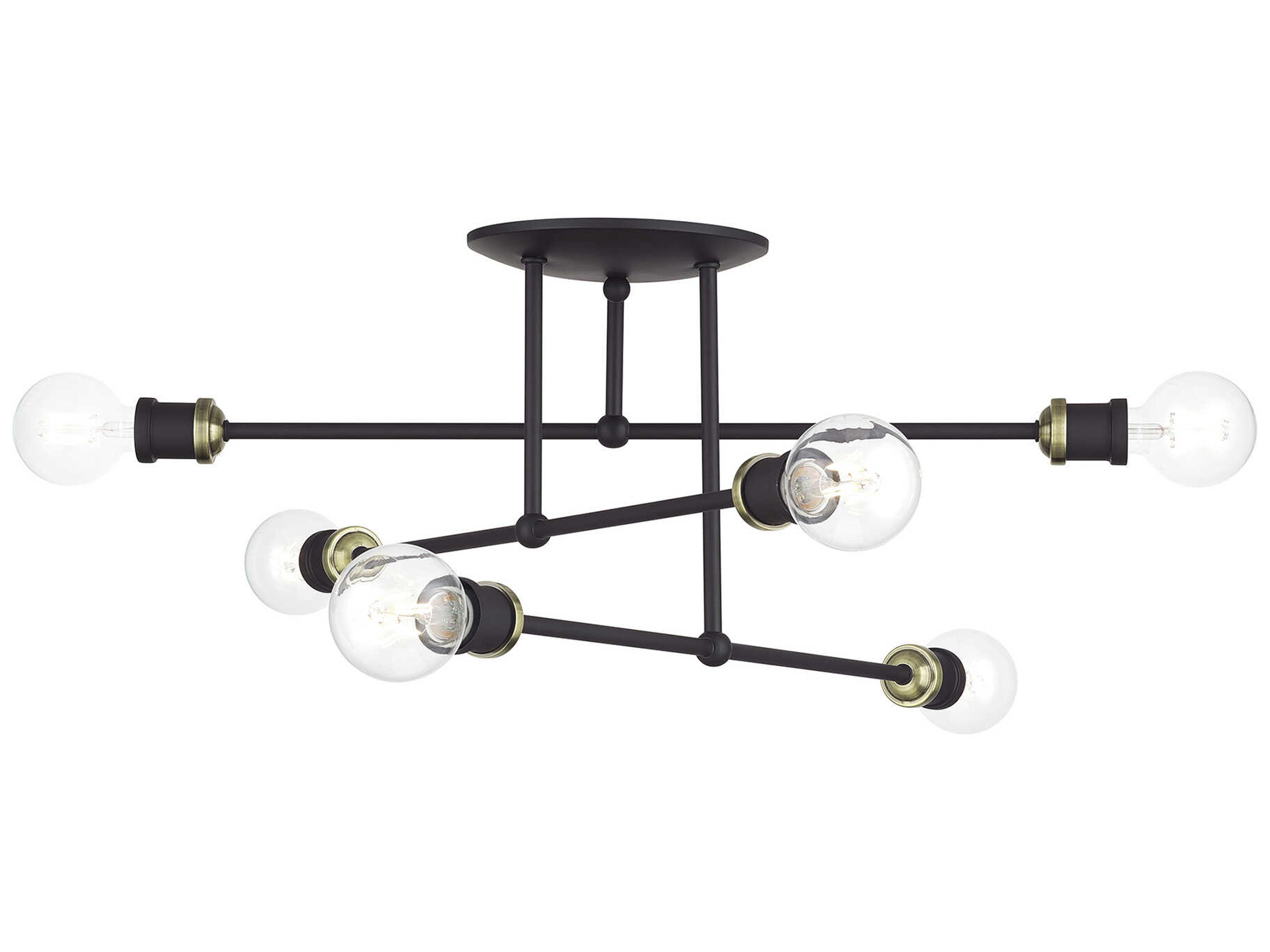 Delacroix 6-Light Bronze Antique Brass Semi Flush Mount