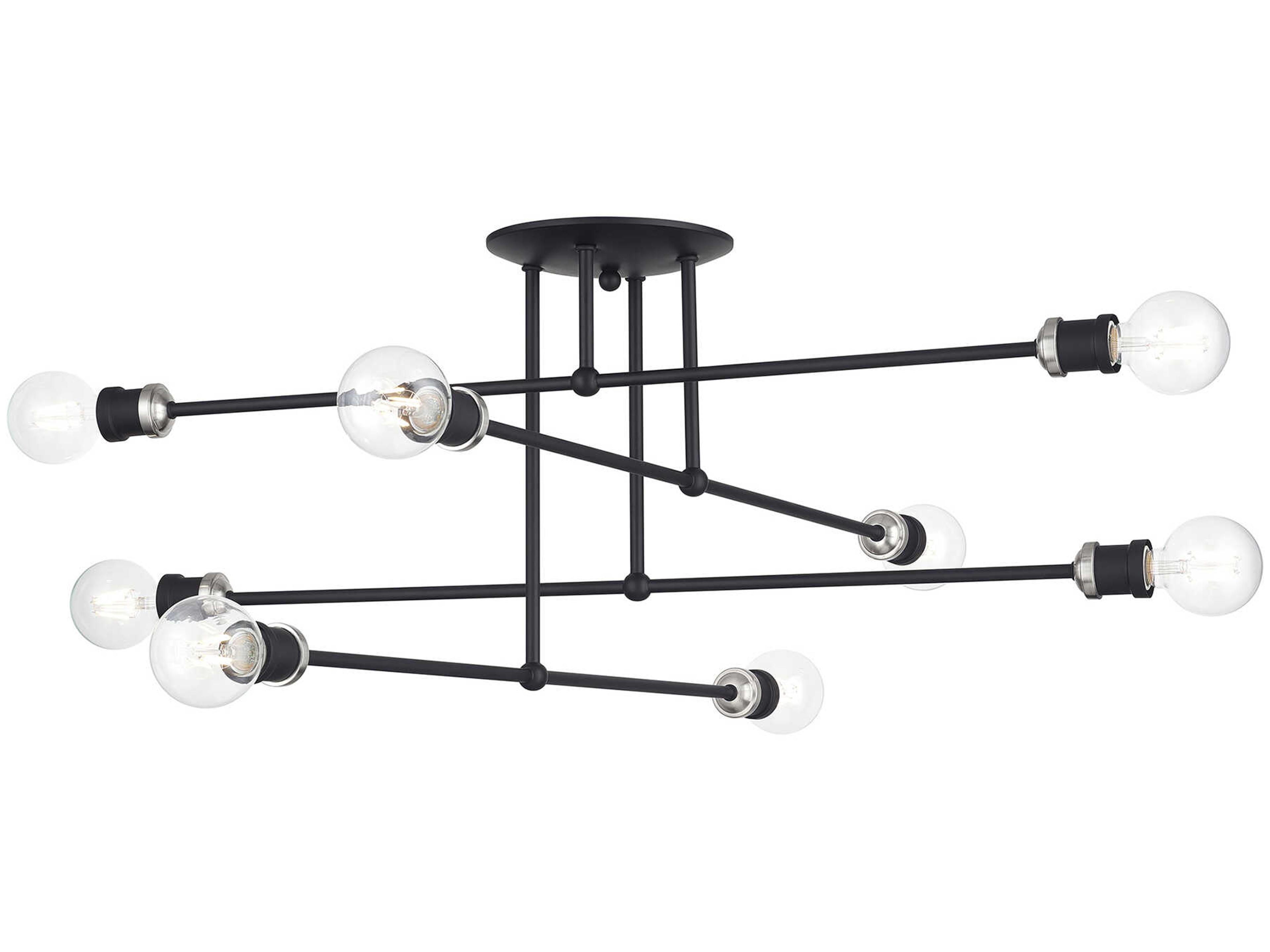 Delacroix 8-Light Black Brushed Nickel Semi Flush Mount
