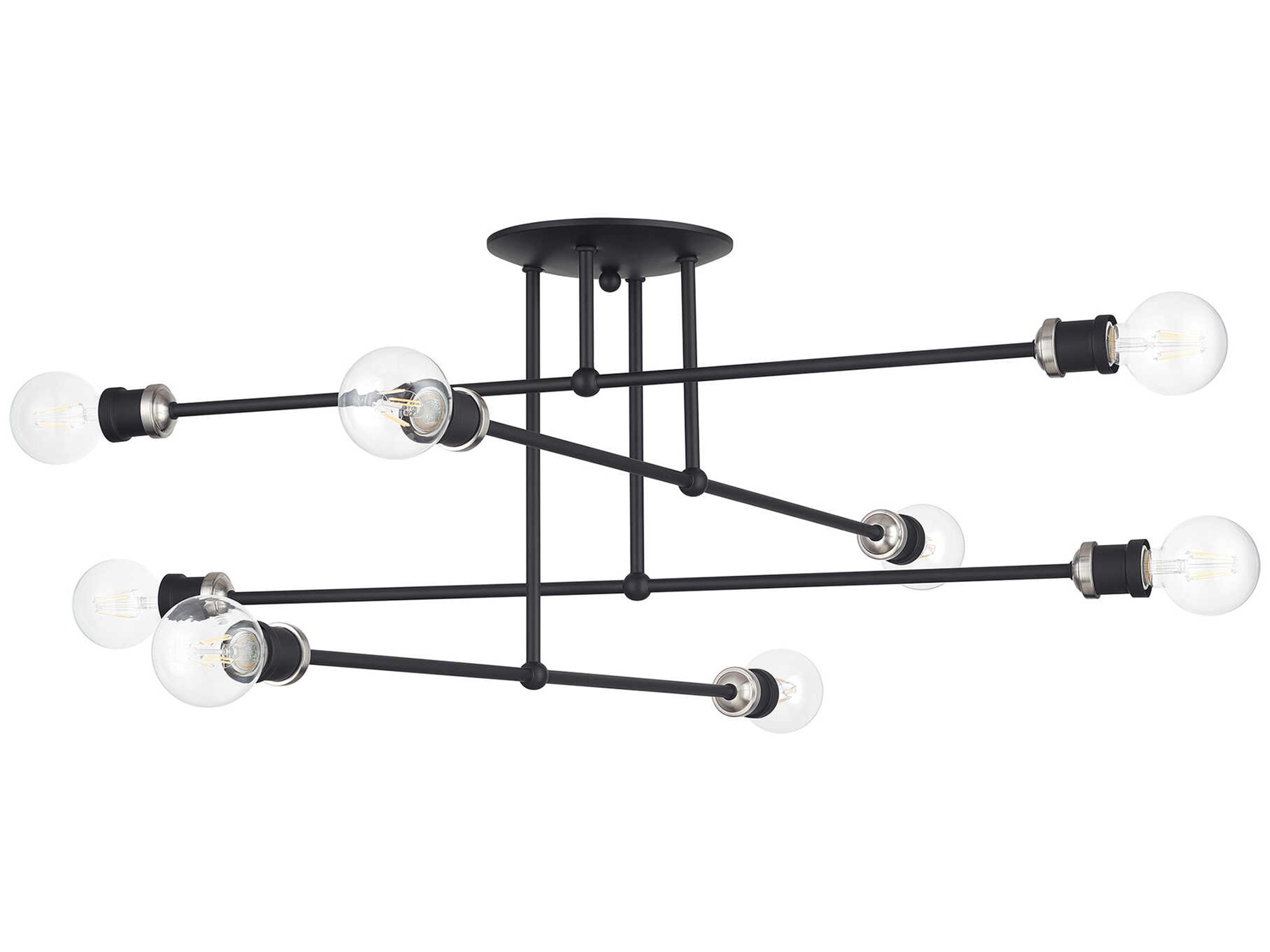 Livex Lighting Delacroix 8-Light Black Brushed Nickel Semi Flush Mount