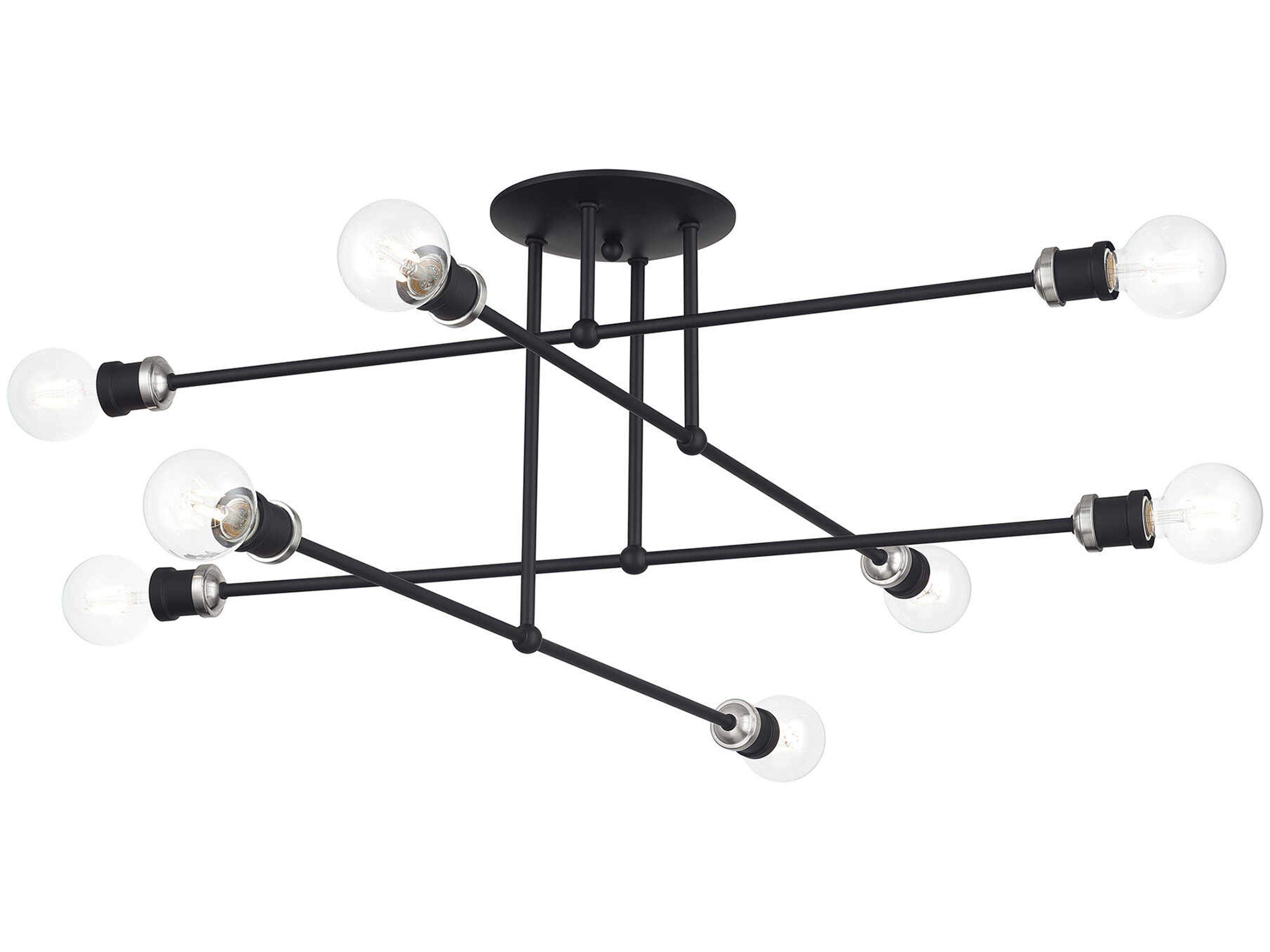 Livex Lighting Delacroix 8-Light Black Brushed Nickel Semi Flush Mount