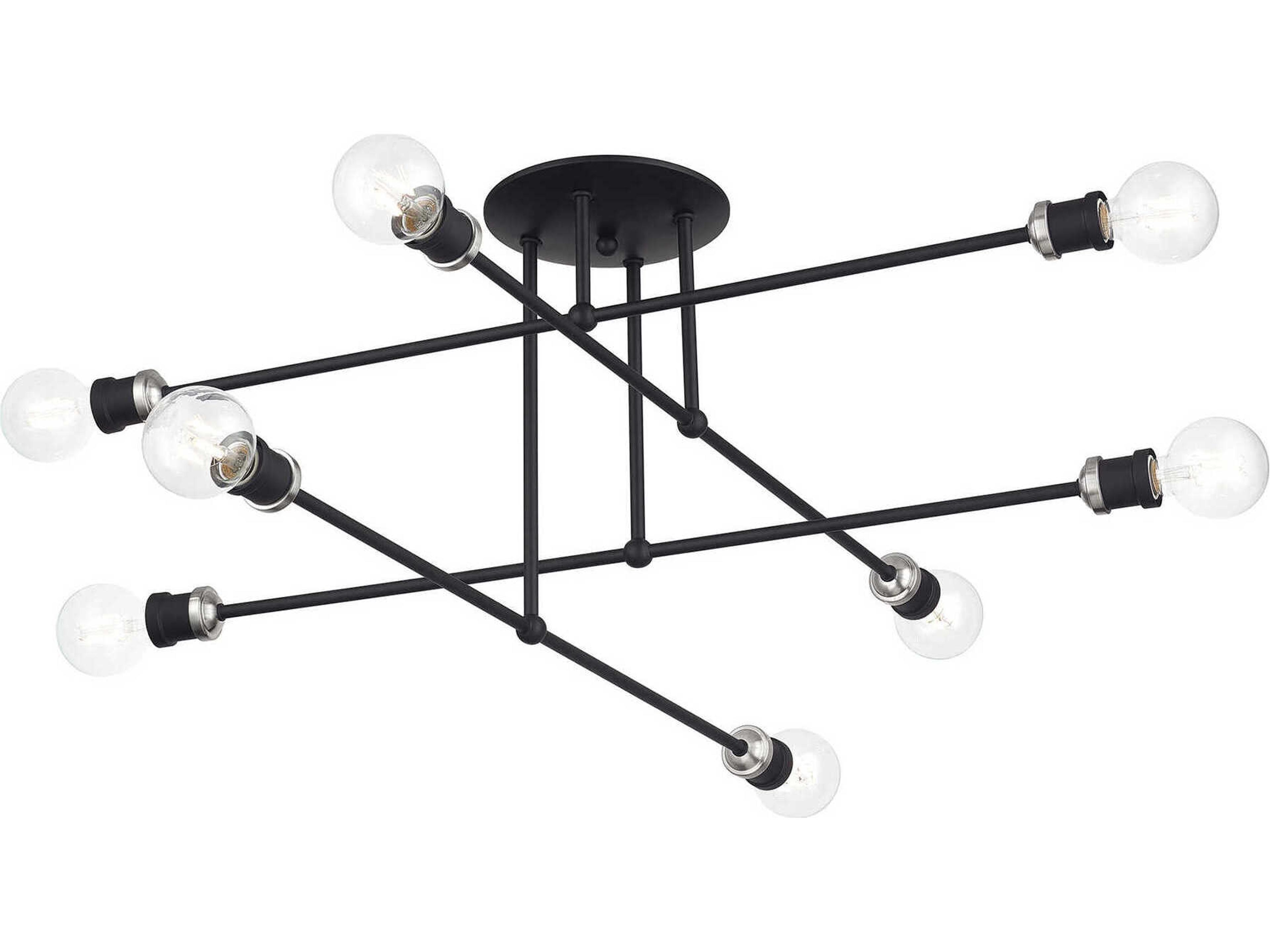 Livex Lighting Delacroix 8-Light Black Brushed Nickel Semi Flush Mount