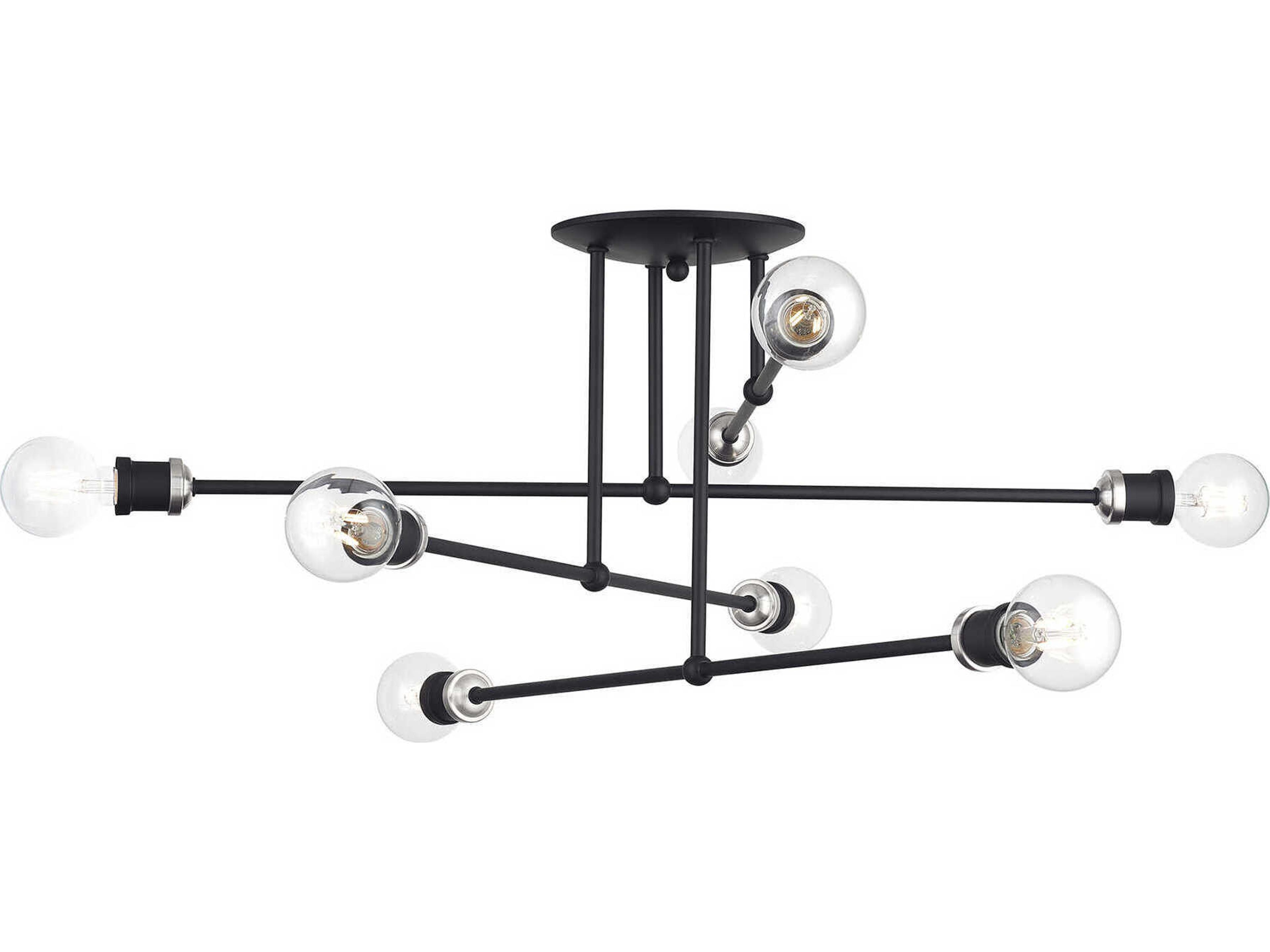 Livex Lighting Delacroix 8-Light Black Brushed Nickel Semi Flush Mount