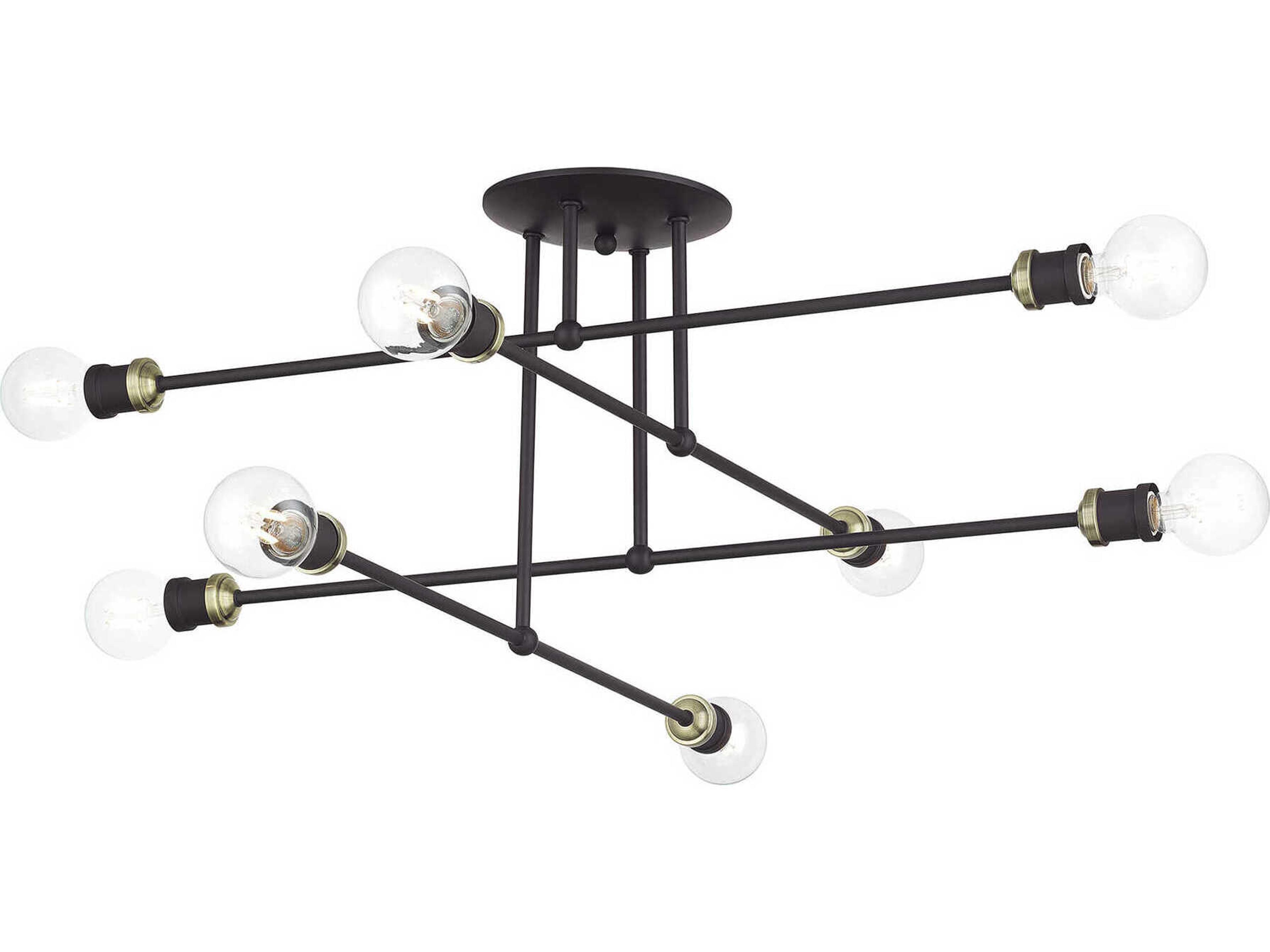 Livex Lighting Delacroix 8-Light Bronze Antique Brass Semi Flush Mount