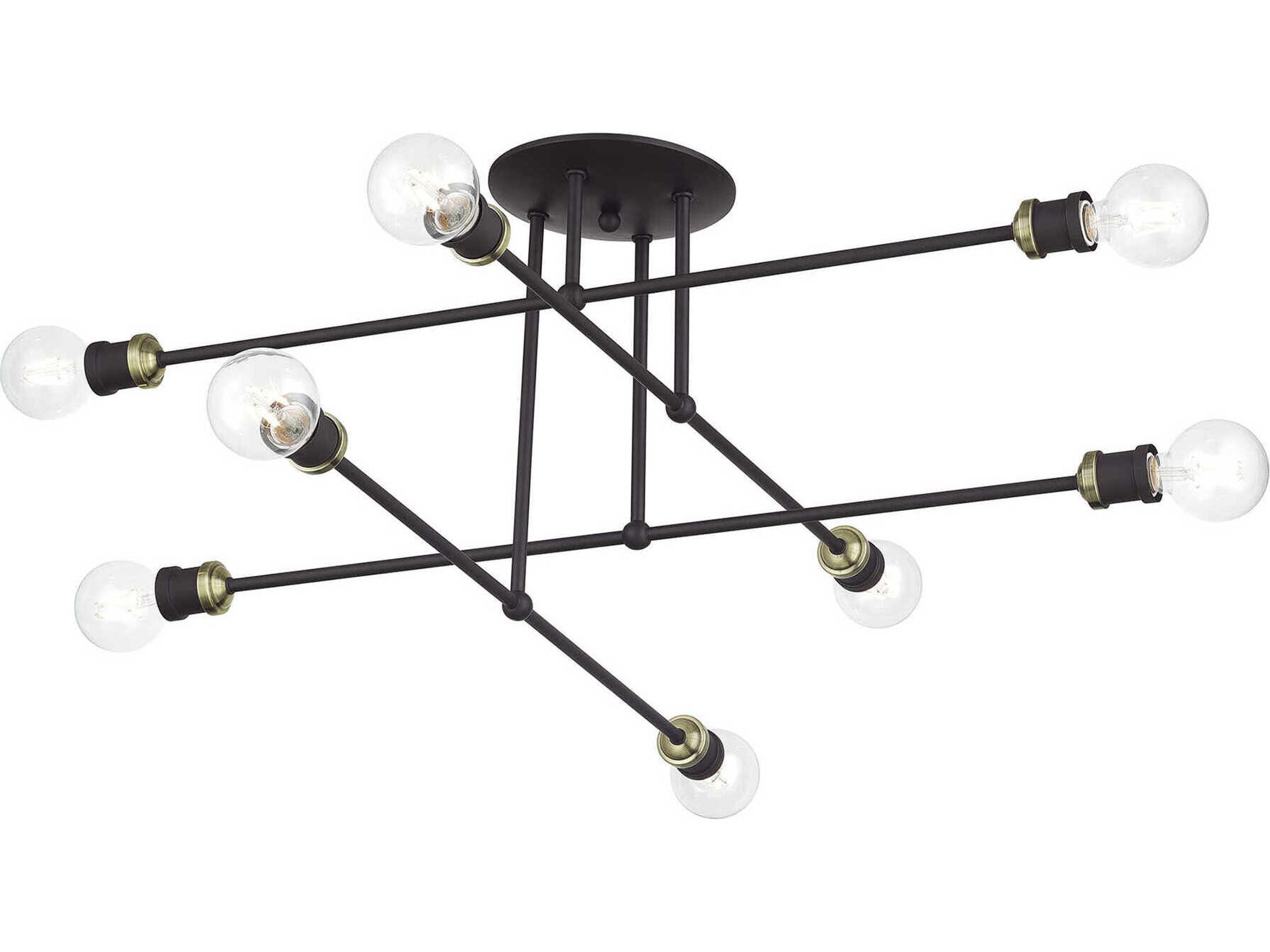 Livex Lighting Delacroix 8-Light Bronze Antique Brass Semi Flush Mount