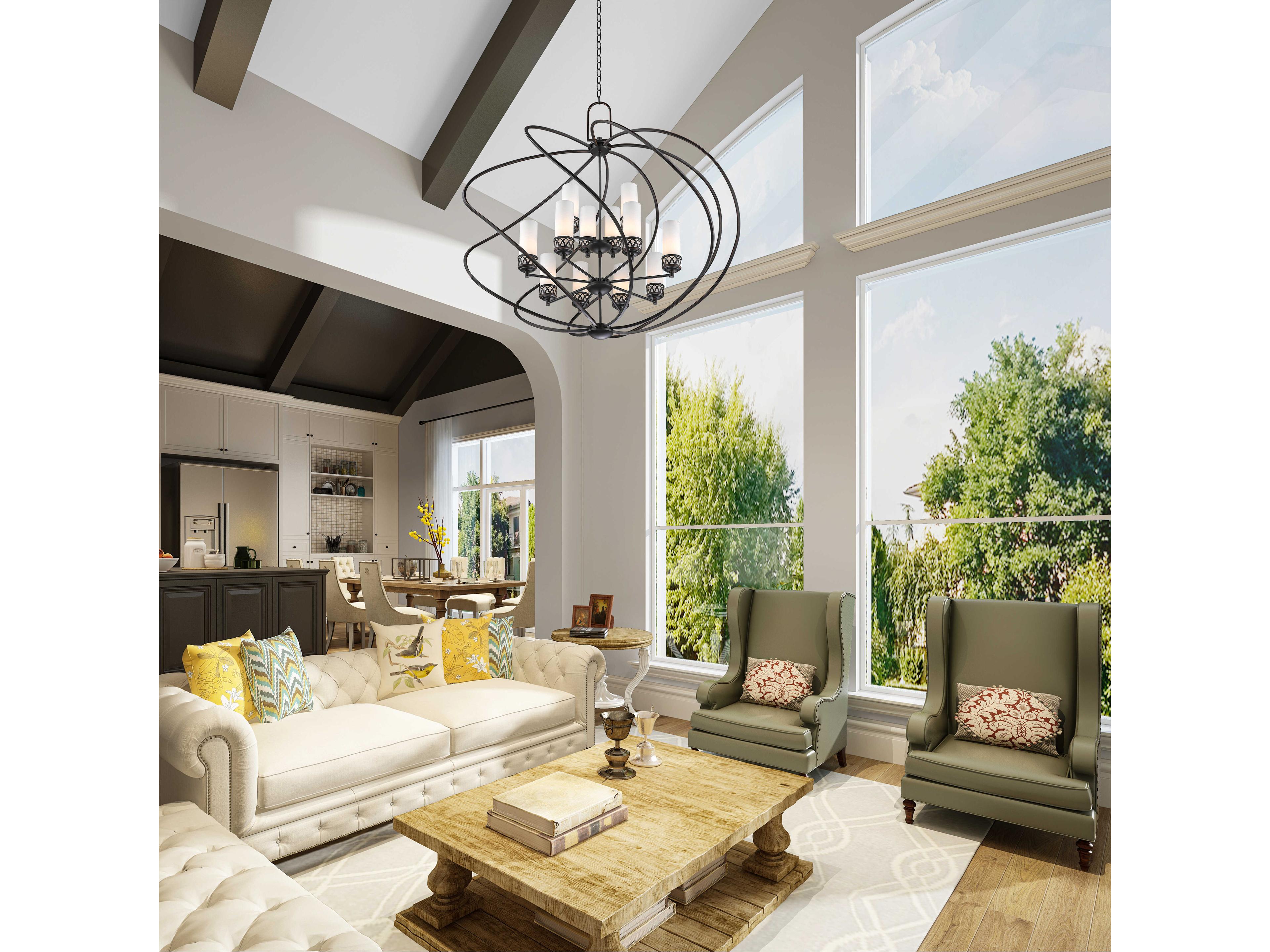 Livex Lighting Westfield 12-Light Olde Bronze White Glass Candelabra Cylinder Chandelier