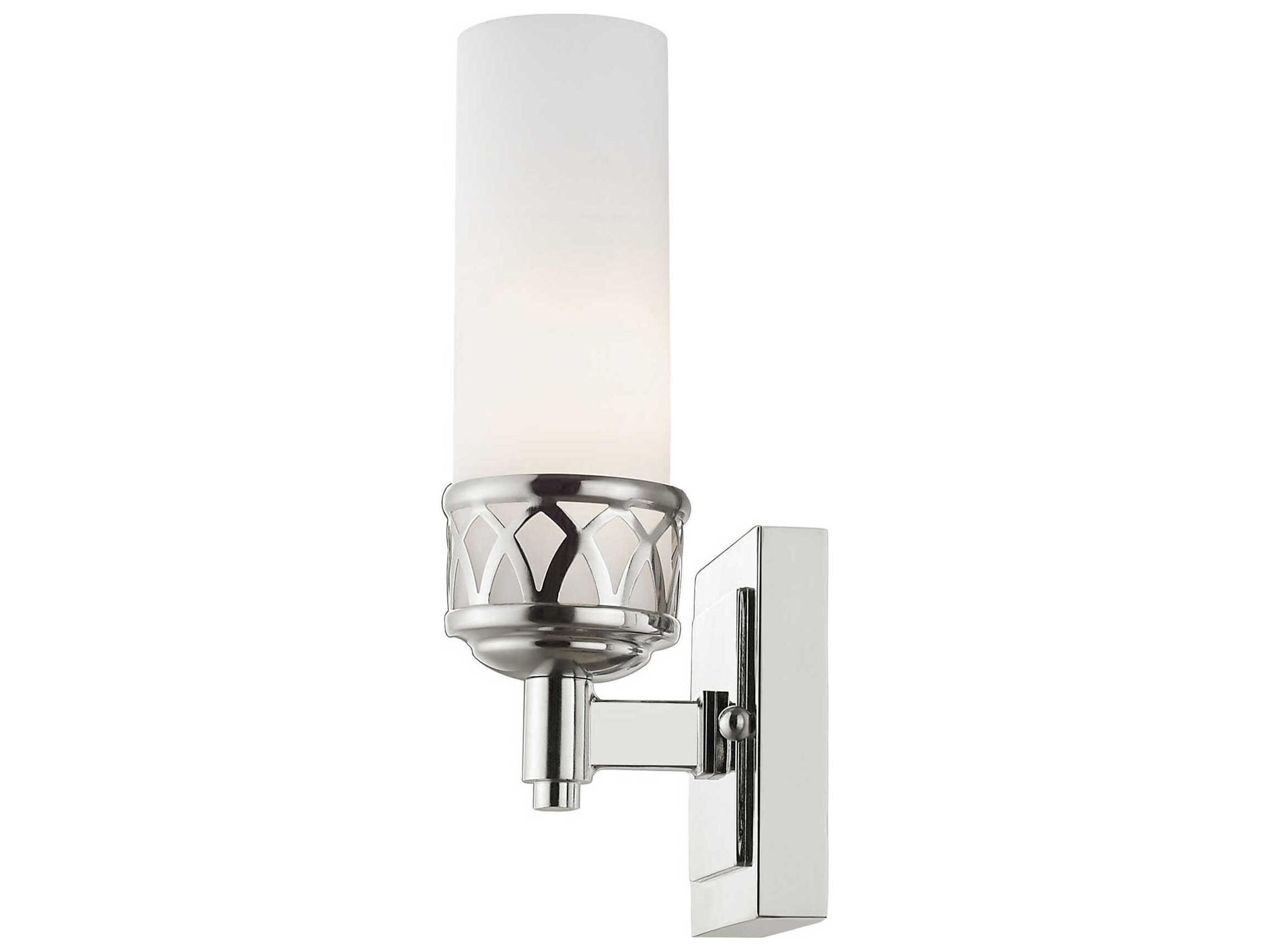Livex Lighting Westfield 1-Light Polished Chrome White Glass Wall Sconce