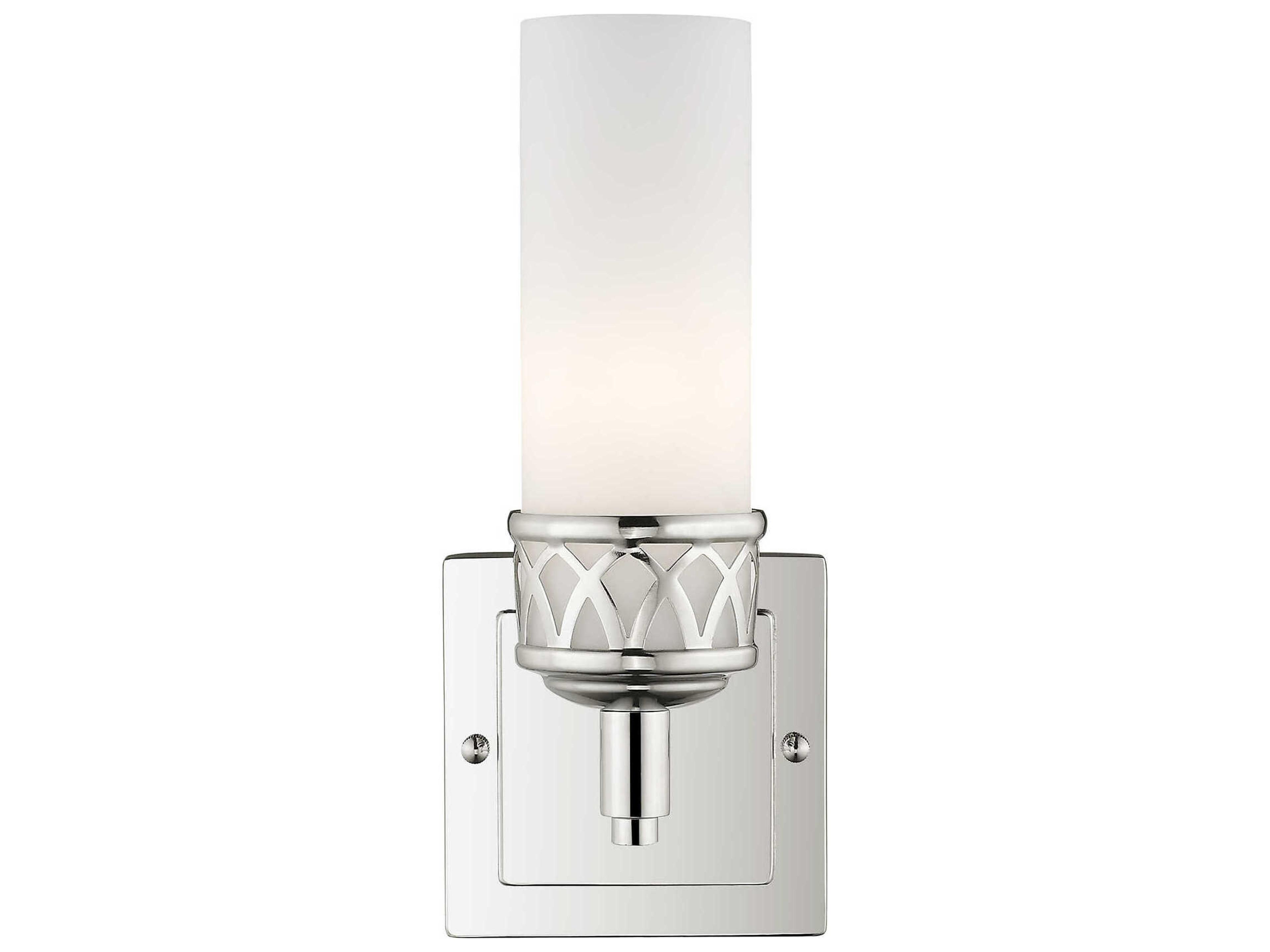 Livex Lighting Westfield 1-Light Polished Chrome White Glass Wall Sconce