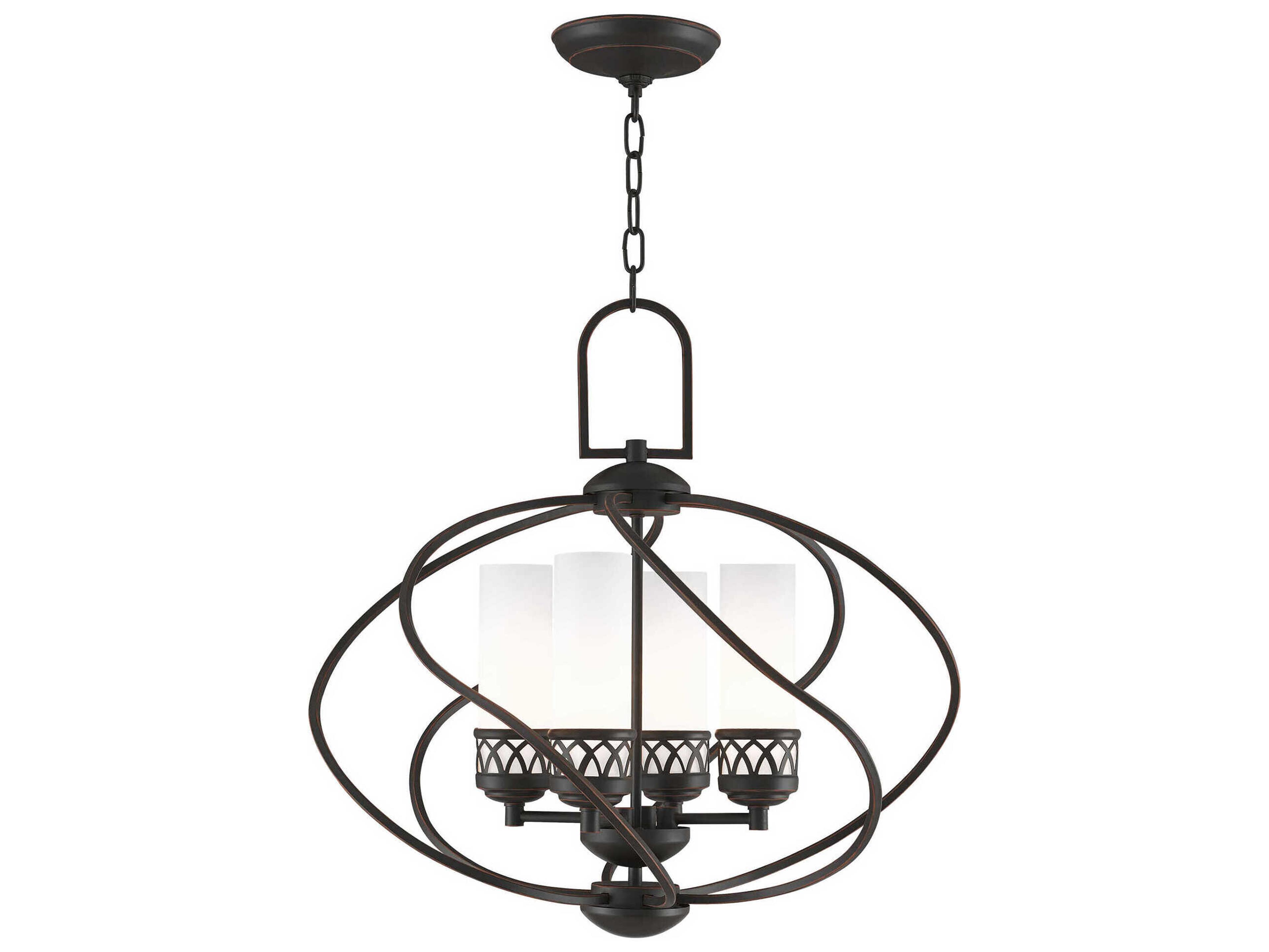 Westfield 4-Light Olde Bronze Glass Cylinder Chandelier
