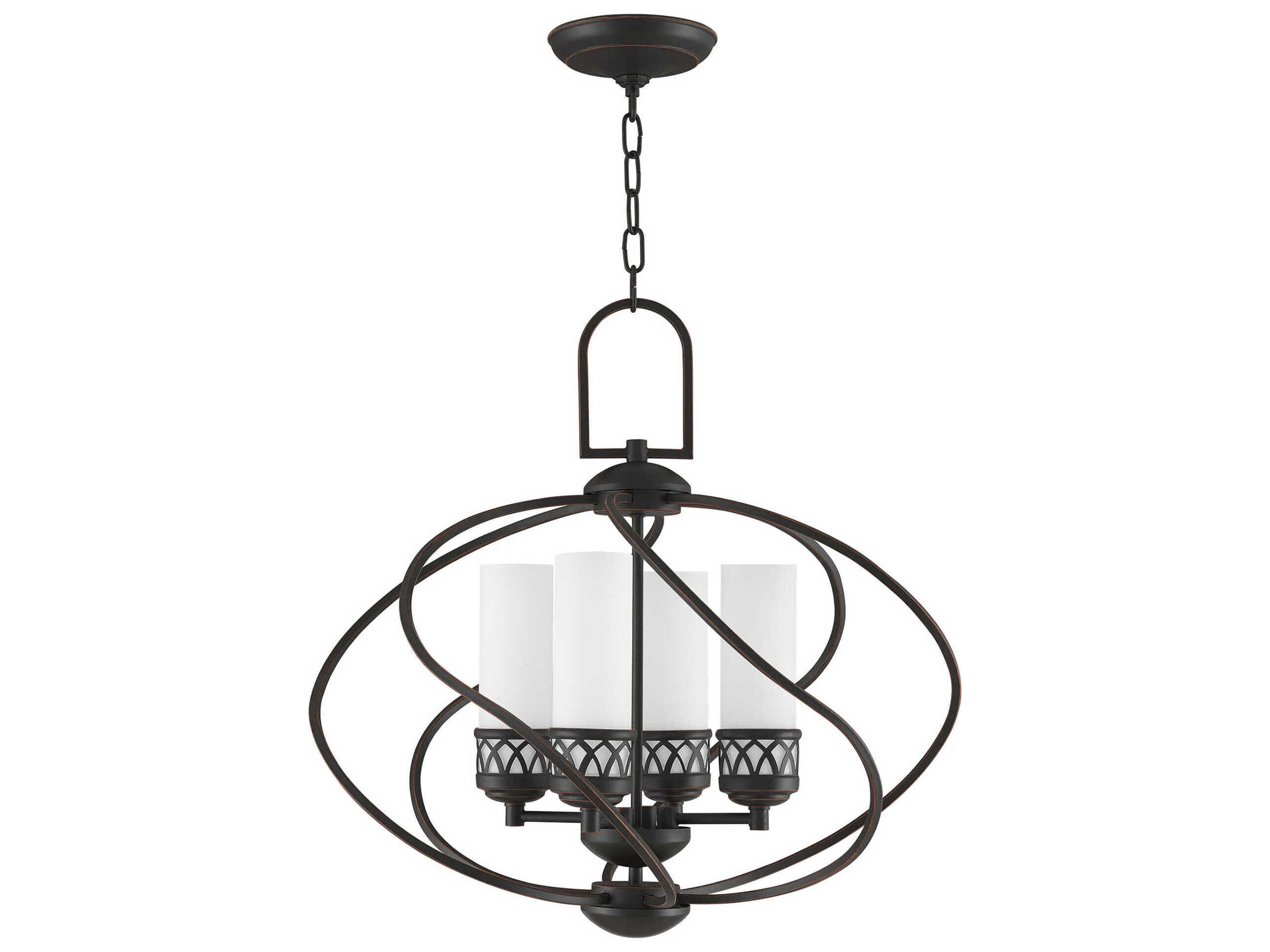 Livex Lighting Westfield 4-Light Olde Bronze Glass Cylinder Chandelier