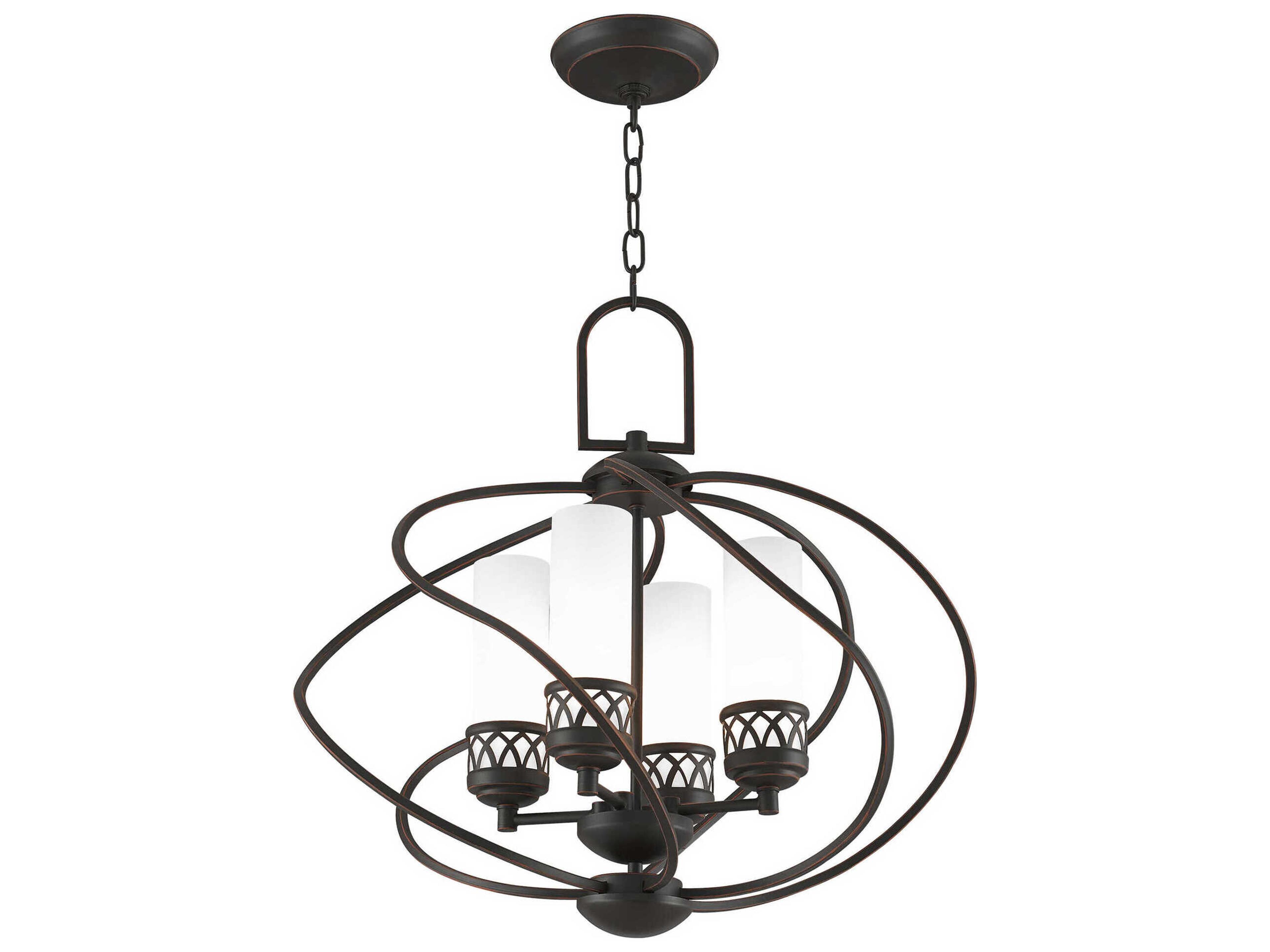 Livex Lighting Westfield 4-Light Olde Bronze Glass Cylinder Chandelier