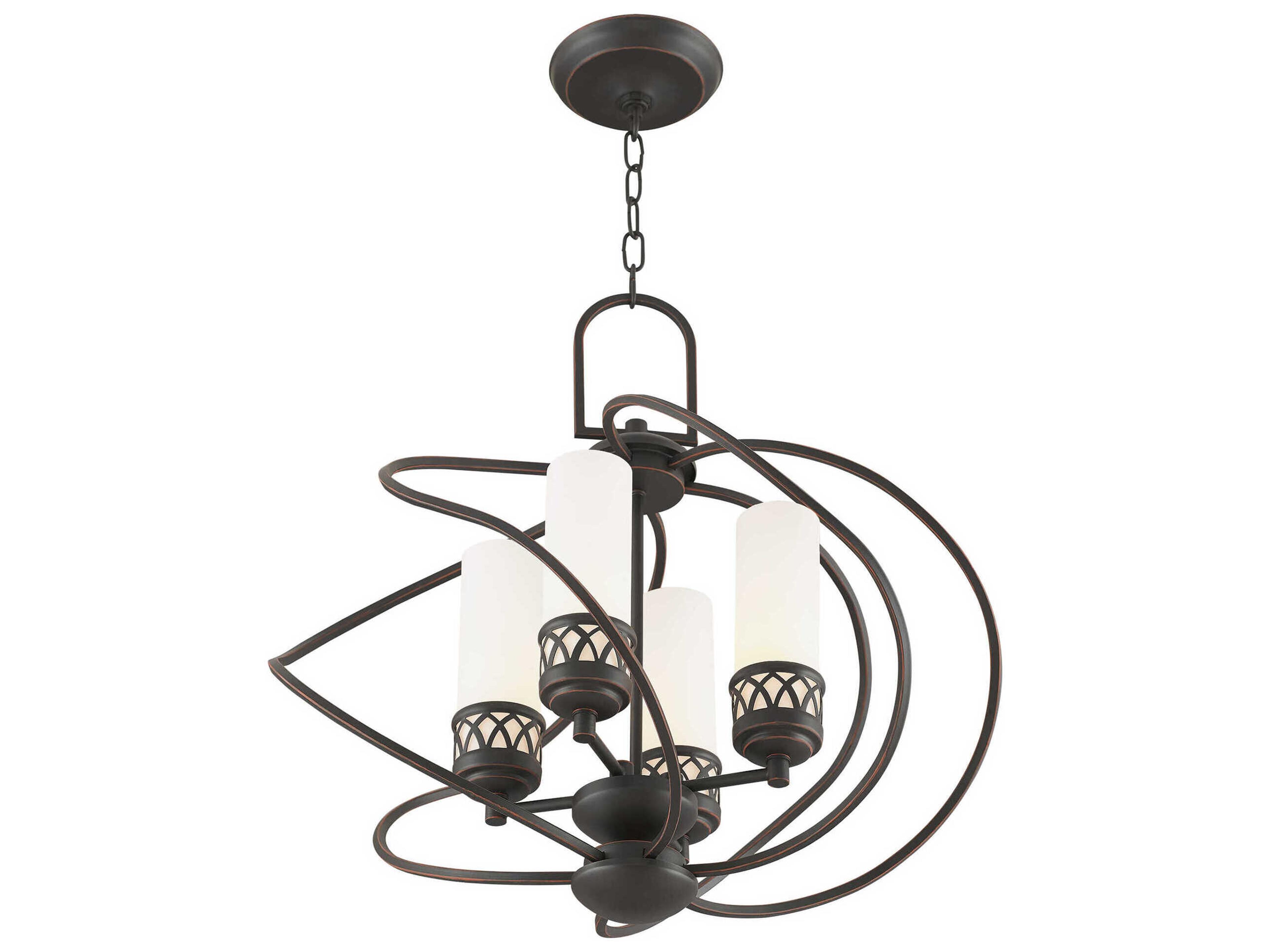 Livex Lighting Westfield 4-Light Olde Bronze Glass Cylinder Chandelier