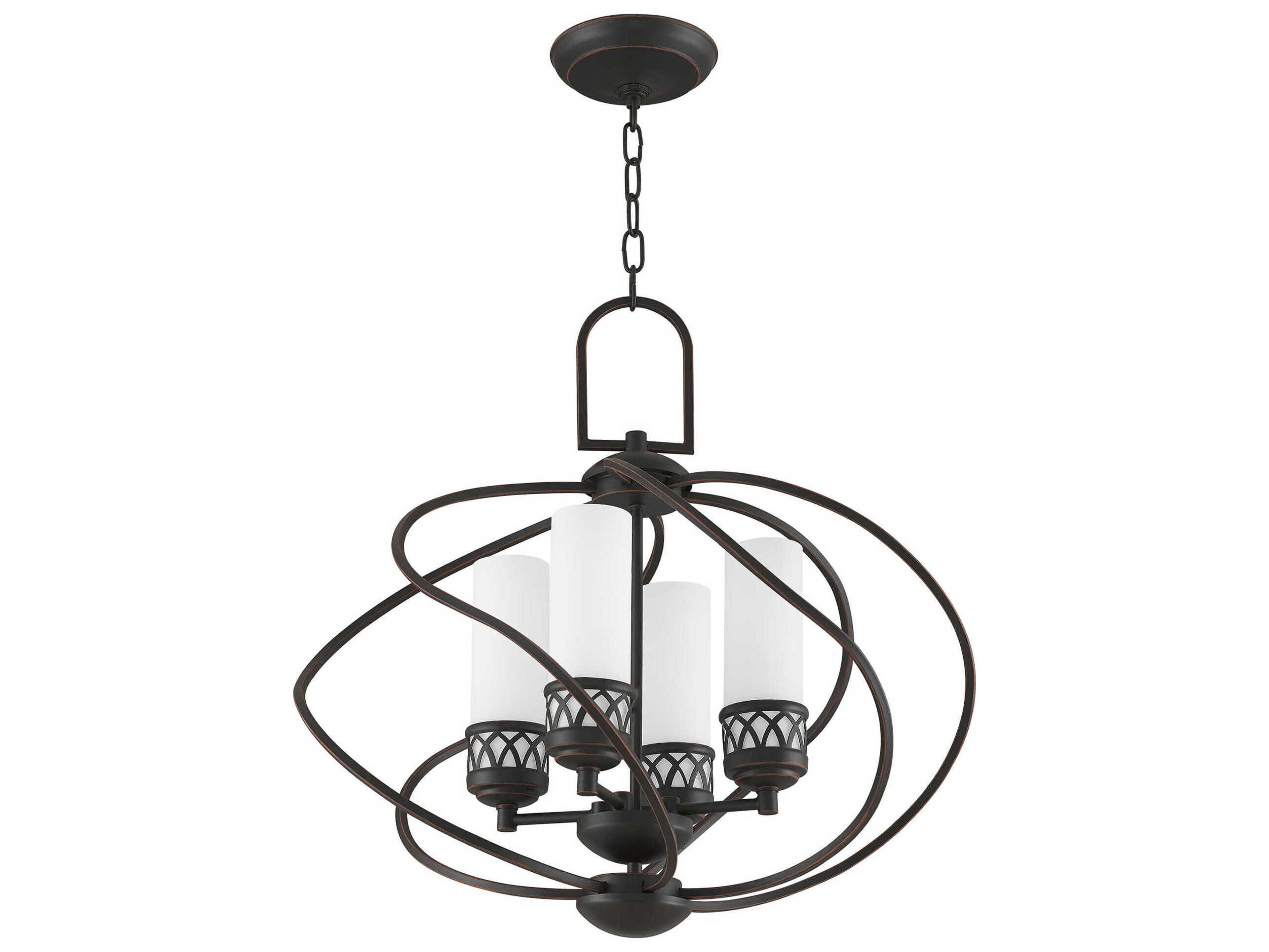 Livex Lighting Westfield 4-Light Olde Bronze Glass Cylinder Chandelier