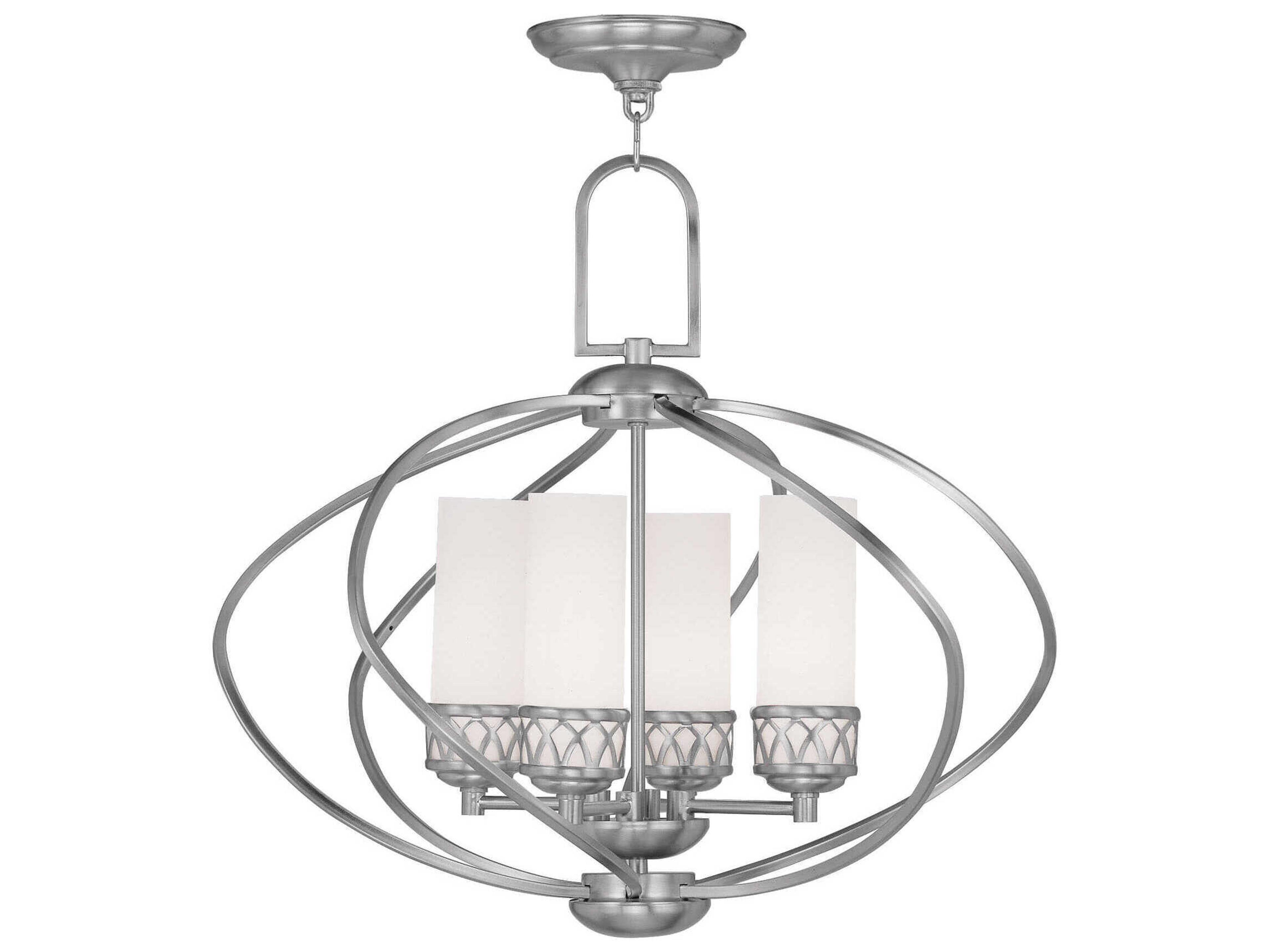 Westfield 4-Light Brushed Nickel Glass Cylinder Chandelier