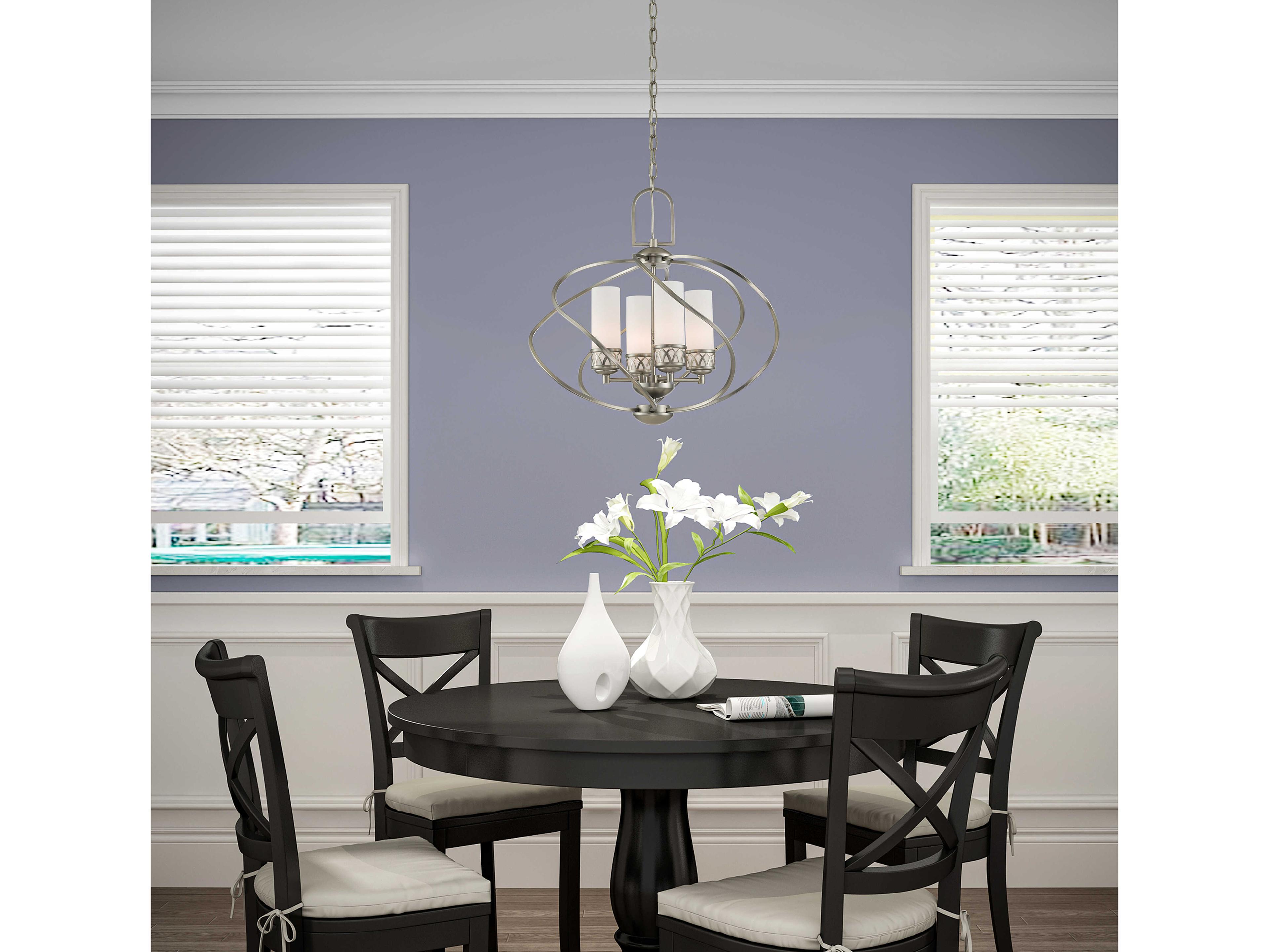 Livex Lighting Westfield 4-Light Brushed Nickel Glass Cylinder Chandelier