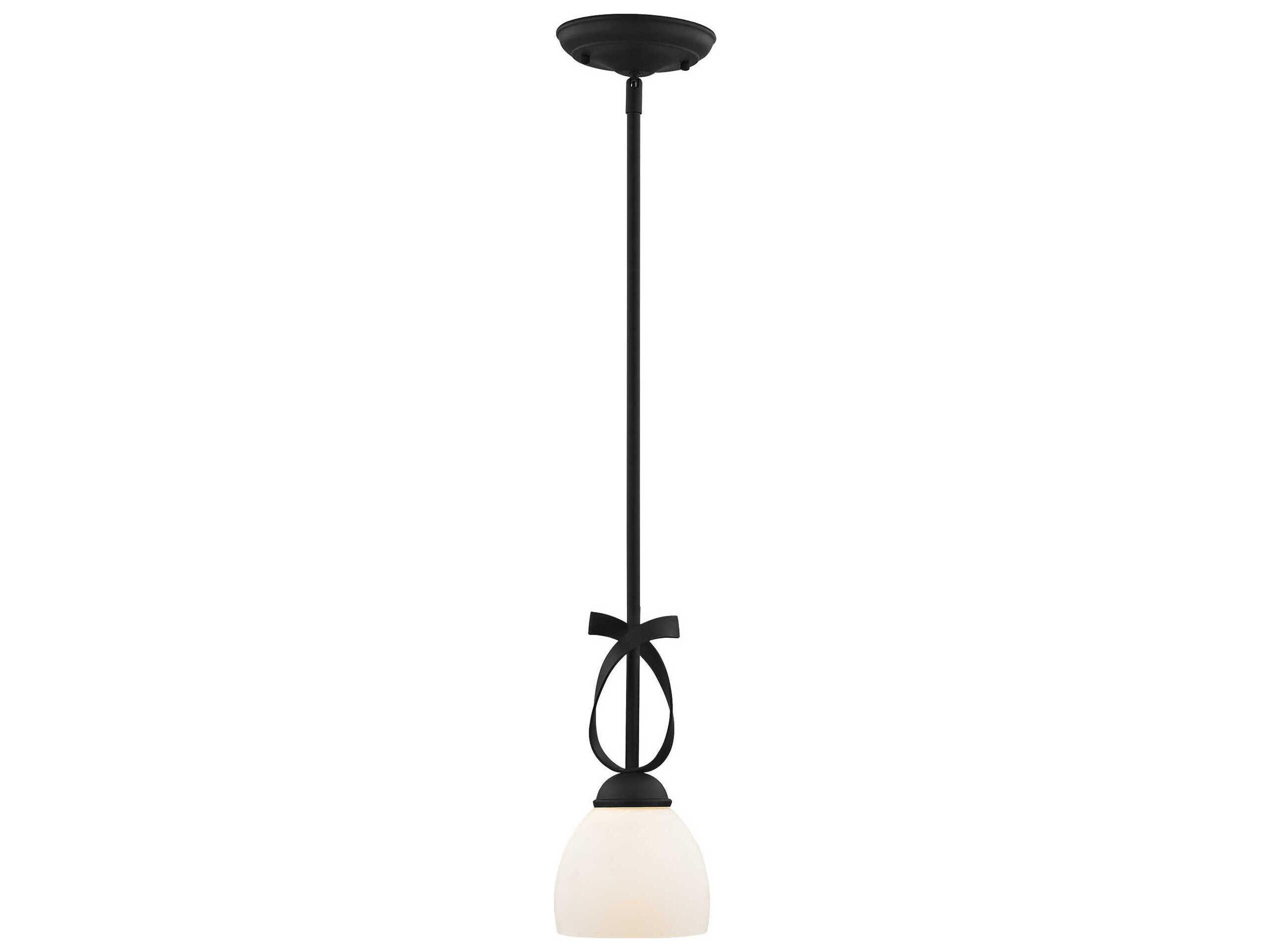 Brookside 1-Light Black Glass Bell Mini Pendant