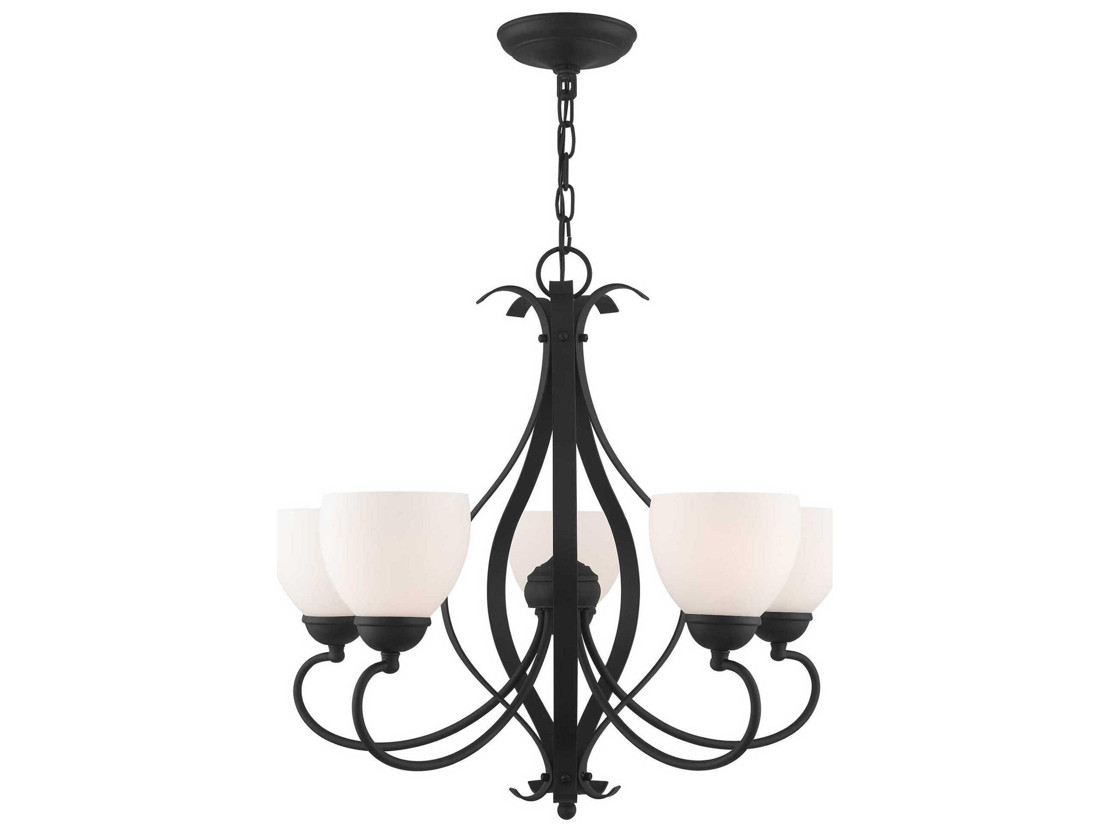 Brookside 5-Light Black Glass Bell Chandelier