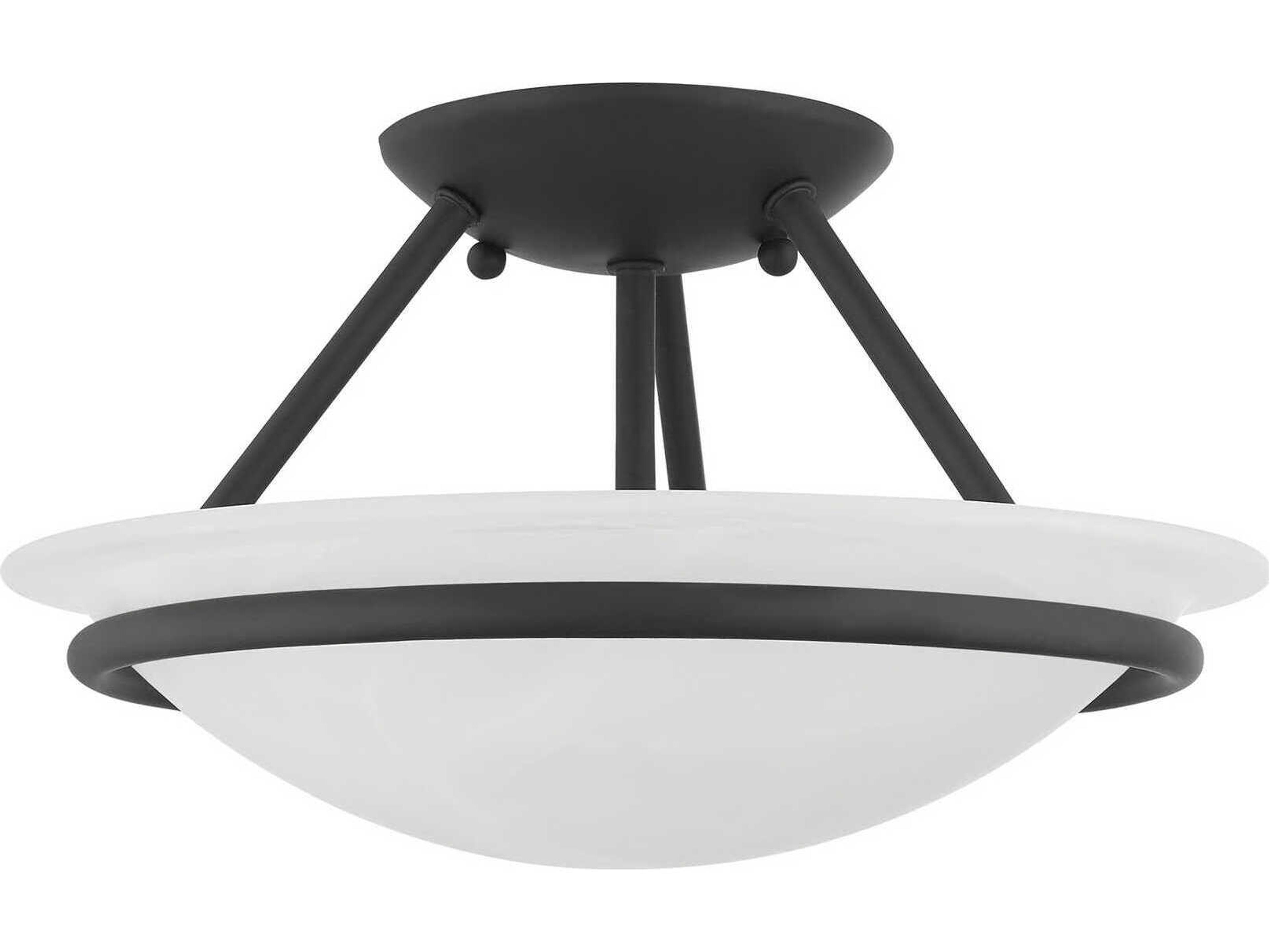 Livex Lighting Newburgh 2-Light Black Glass Bowl Semi Flush Mount
