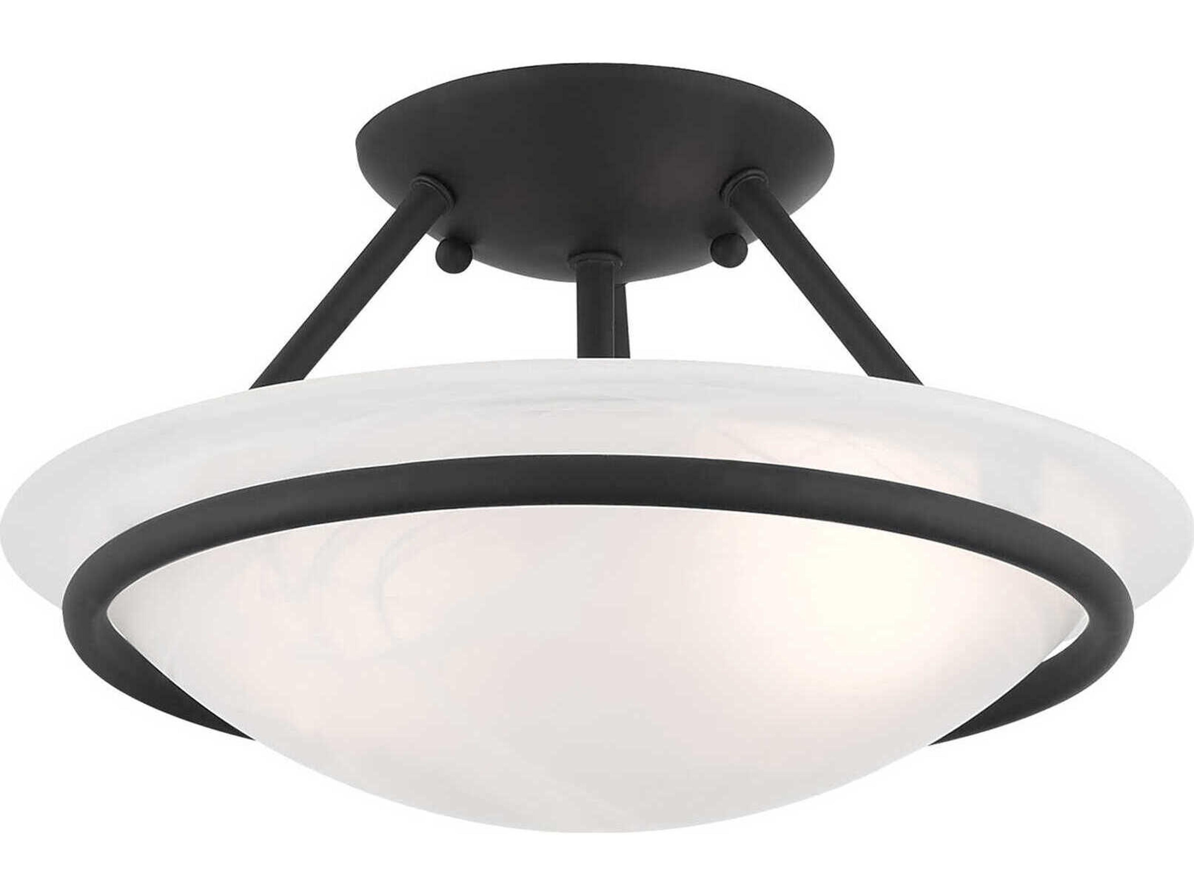 Livex Lighting Newburgh 2-Light Black Glass Bowl Semi Flush Mount