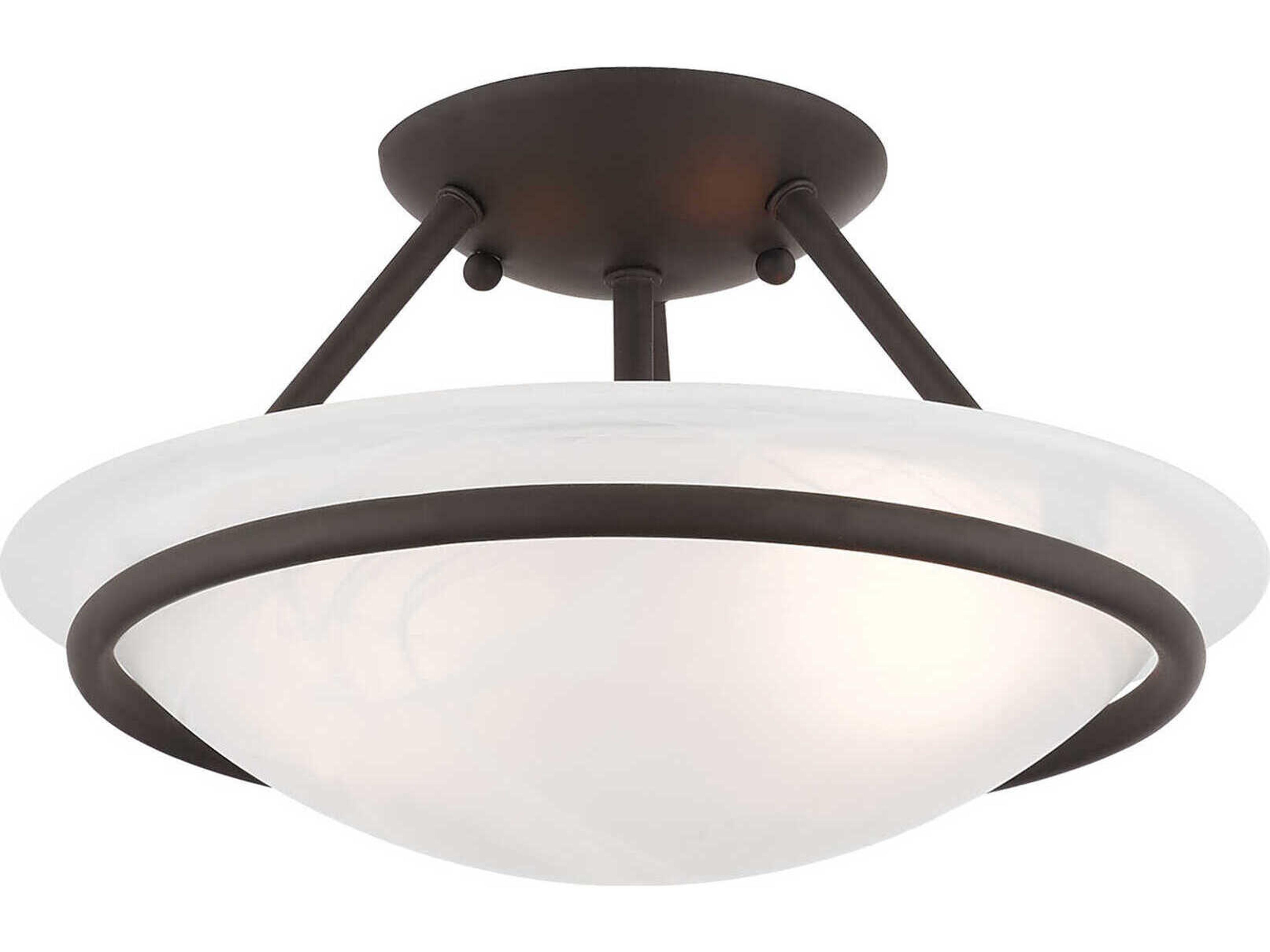 Livex Lighting Newburgh 2-Light Bronze Glass Bowl Semi Flush Mount